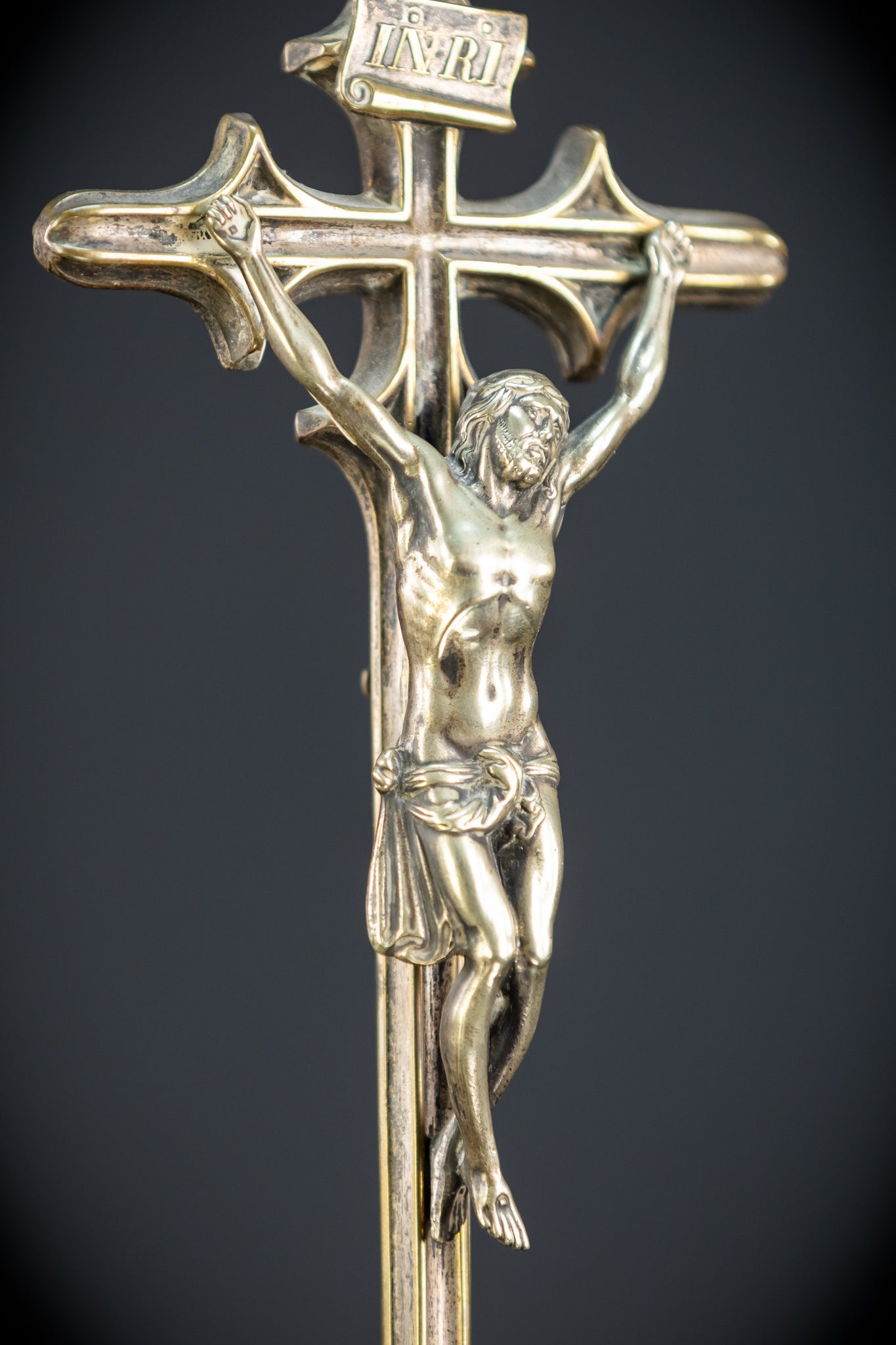 Altar Crucifix Bronze | Neo Gothic 1600s | 13.6" / 34.5 cm