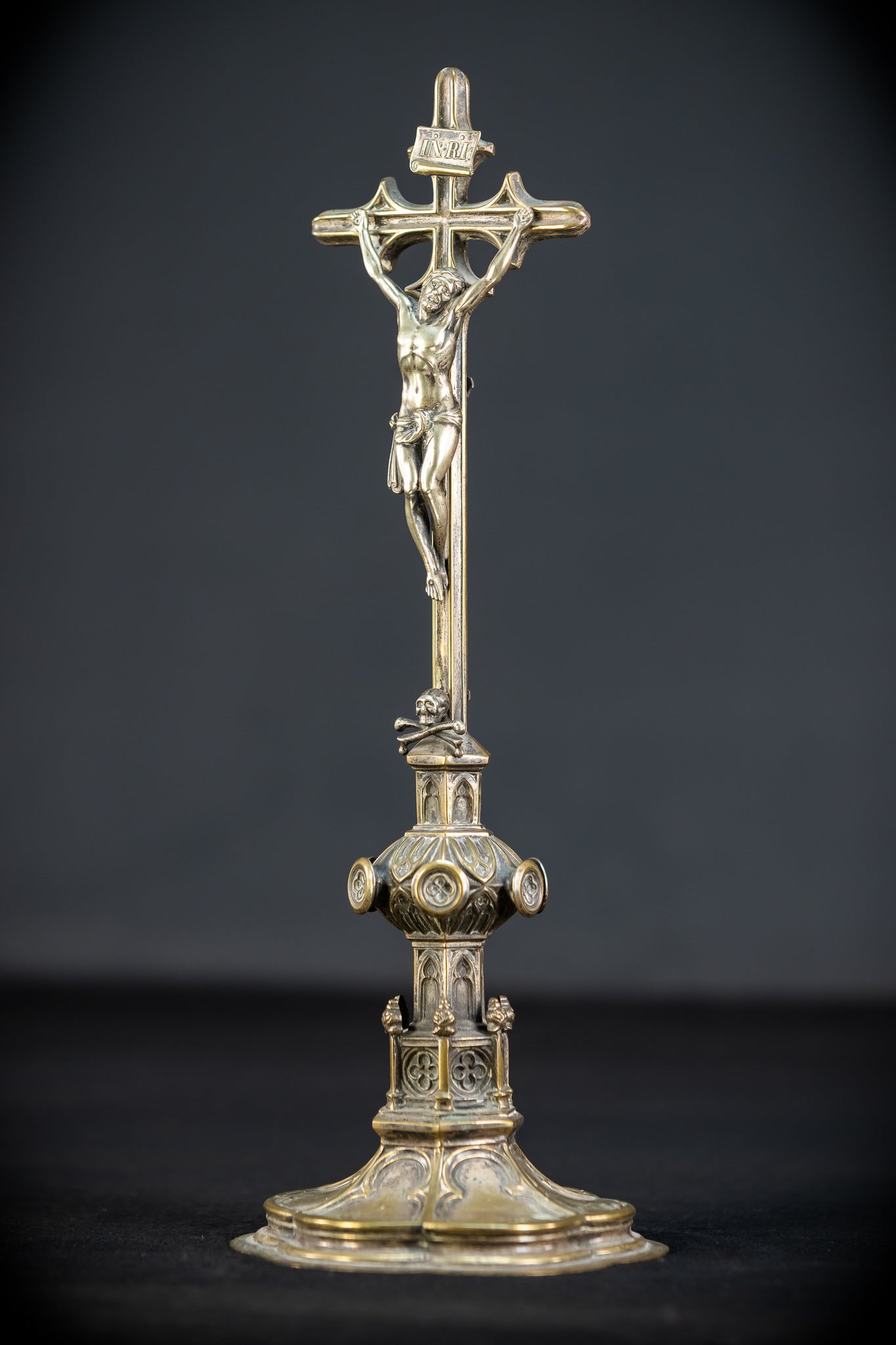 Altar Crucifix Bronze | Neo Gothic 1600s | 13.6" / 34.5 cm