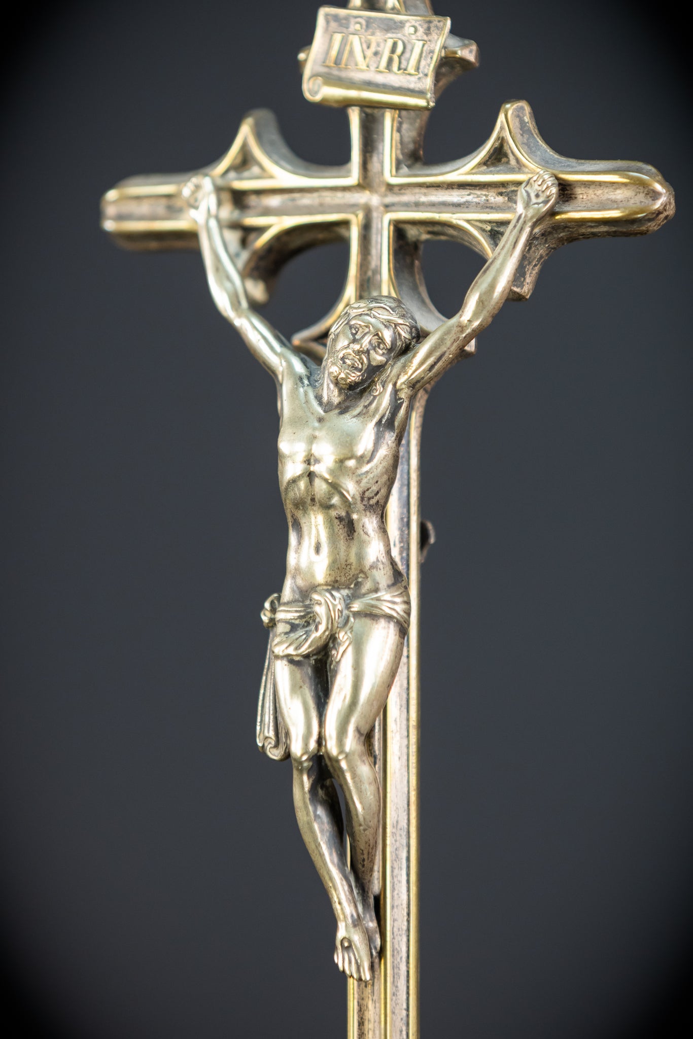Altar Crucifix Bronze | Neo Gothic 1600s | 13.6" / 34.5 cm