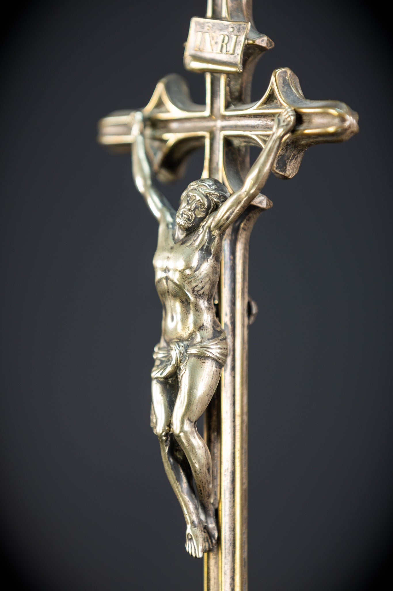 Altar Crucifix Bronze | Neo Gothic 1600s | 13.6" / 34.5 cm