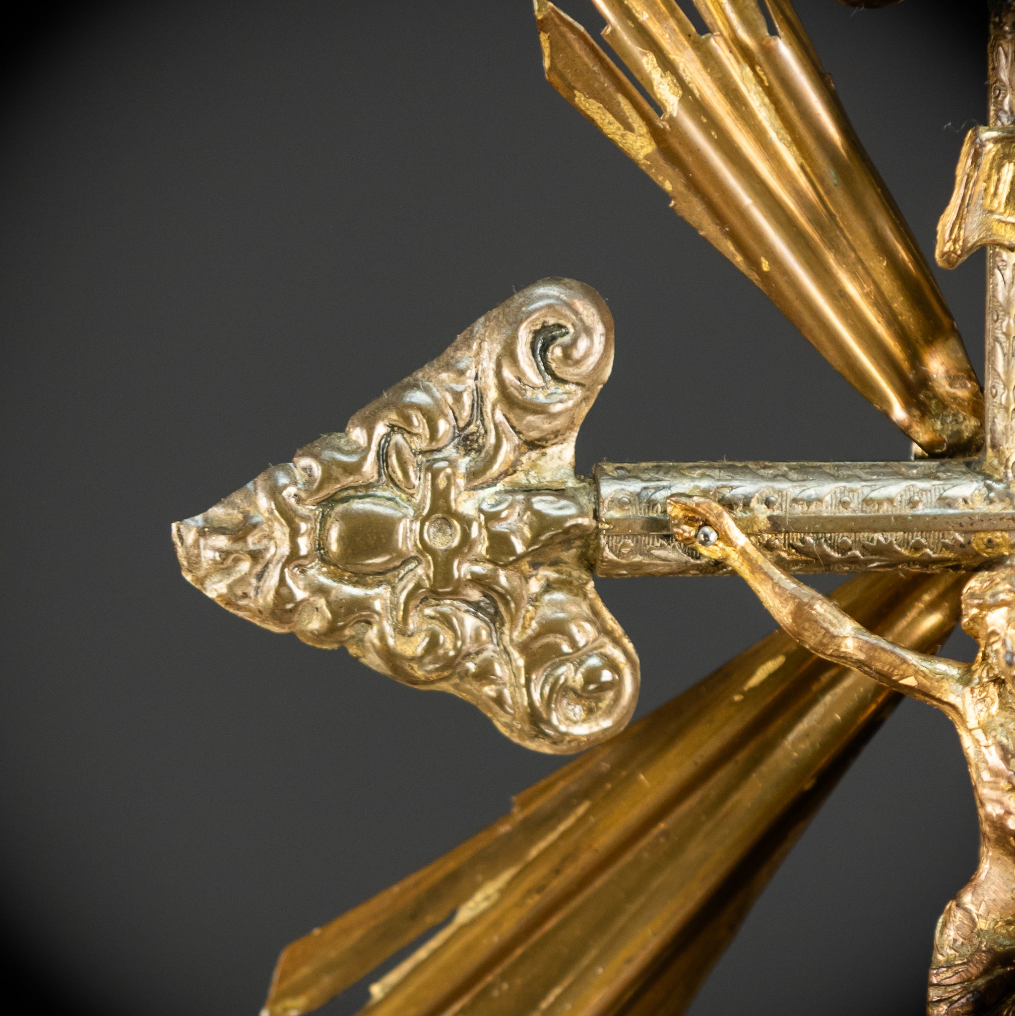 Altar Crucifix | 1800s Antique Brass | 20.3" / 51.5 cm