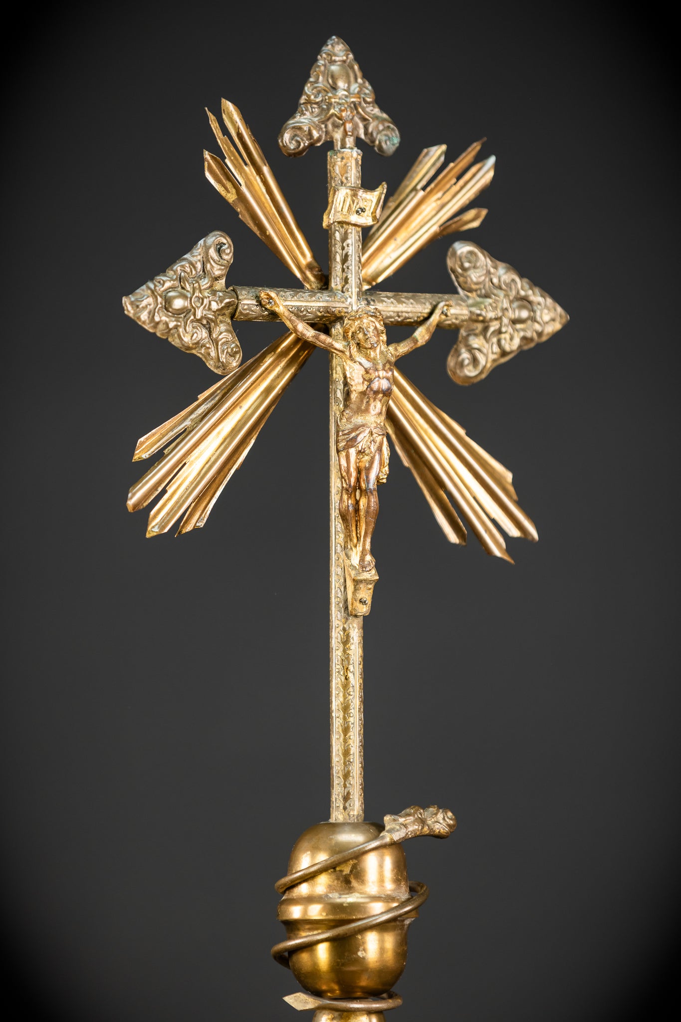 Altar Crucifix | 1800s Antique Brass | 20.3" / 51.5 cm