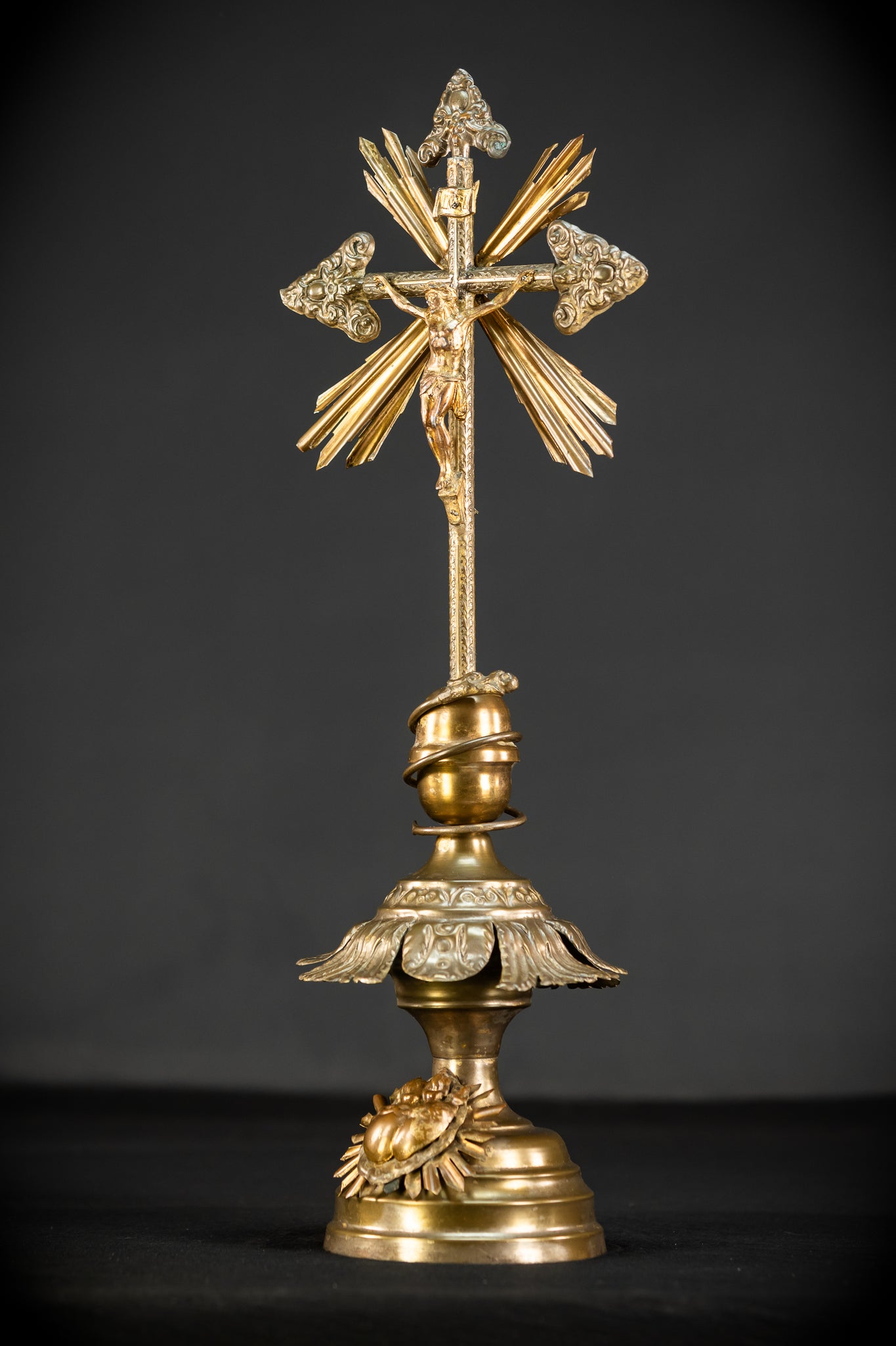 Altar Crucifix | 1800s Antique Brass | 20.3" / 51.5 cm