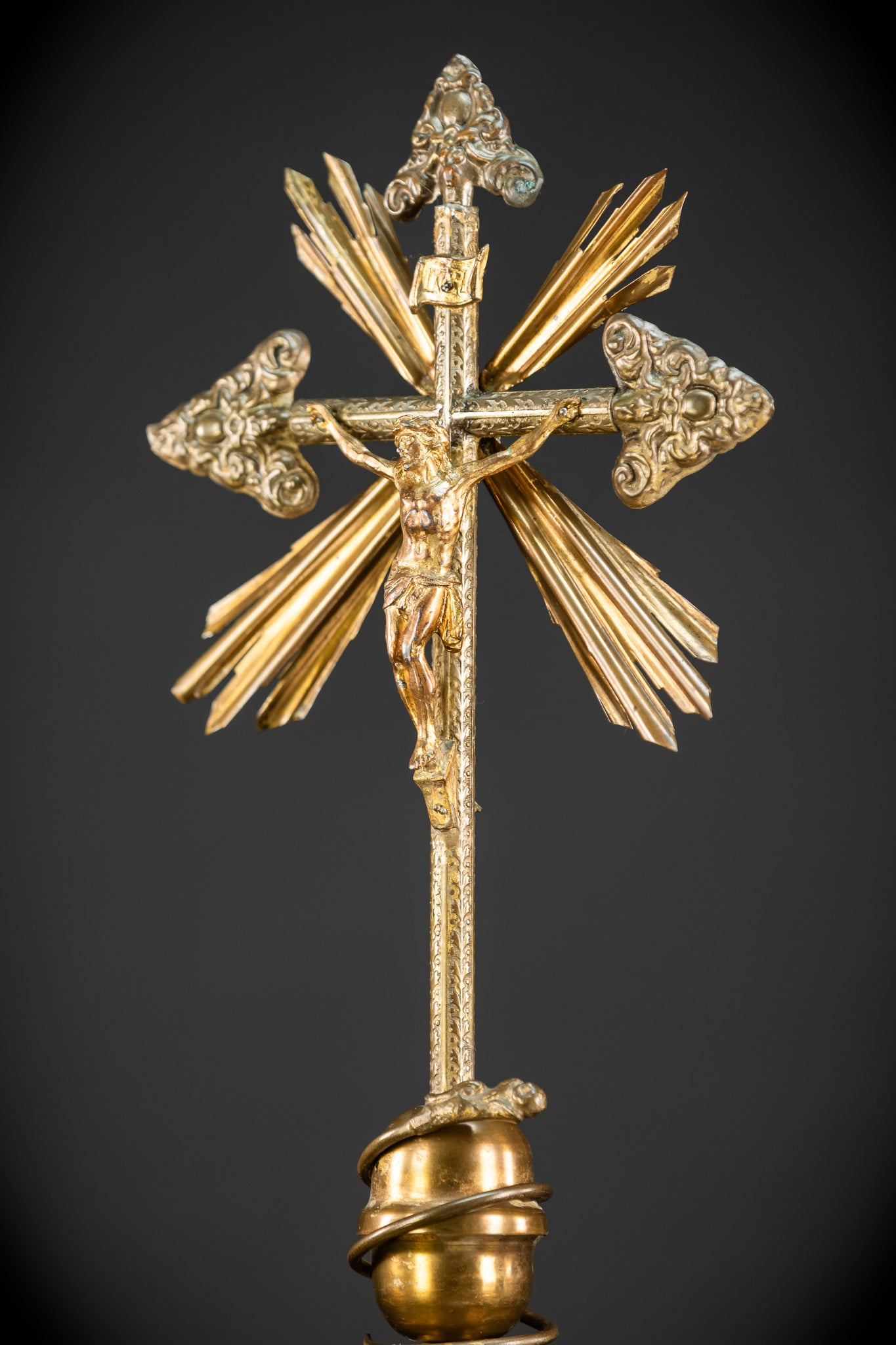 Altar Crucifix | 1800s Antique Brass | 20.3" / 51.5 cm