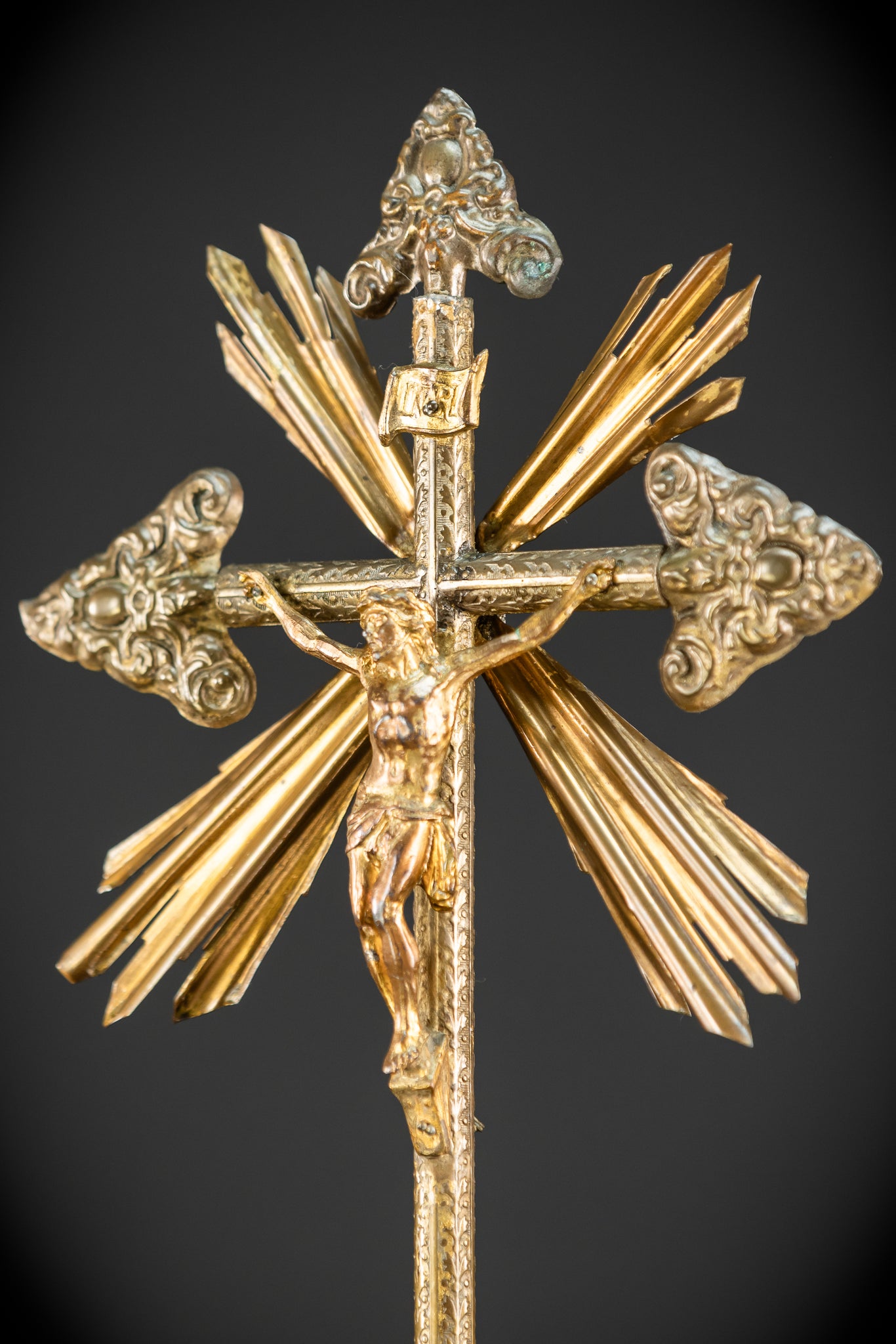 Altar Crucifix | 1800s Antique Brass | 20.3" / 51.5 cm