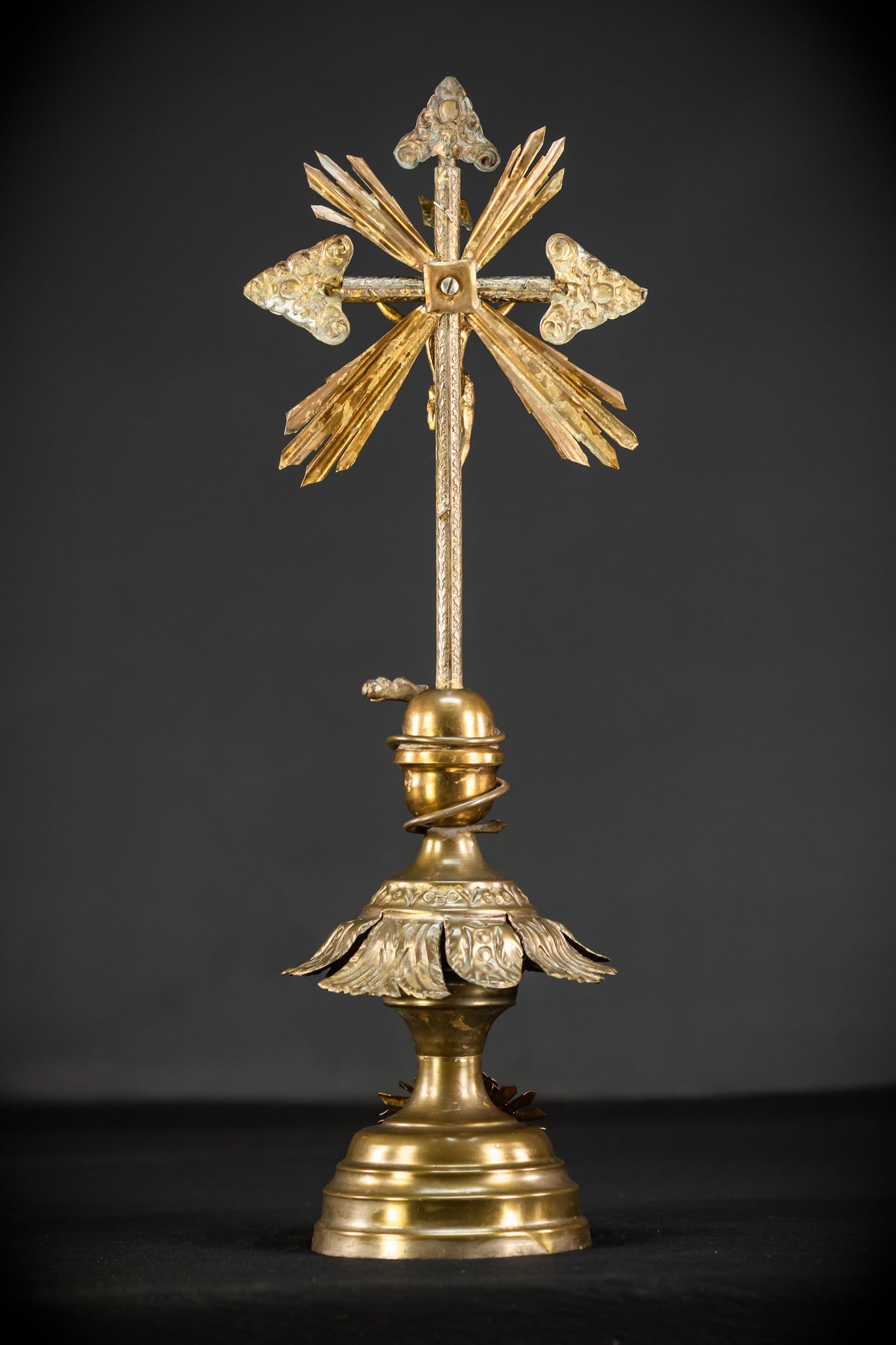 Altar Crucifix | 1800s Antique Brass | 20.3" / 51.5 cm