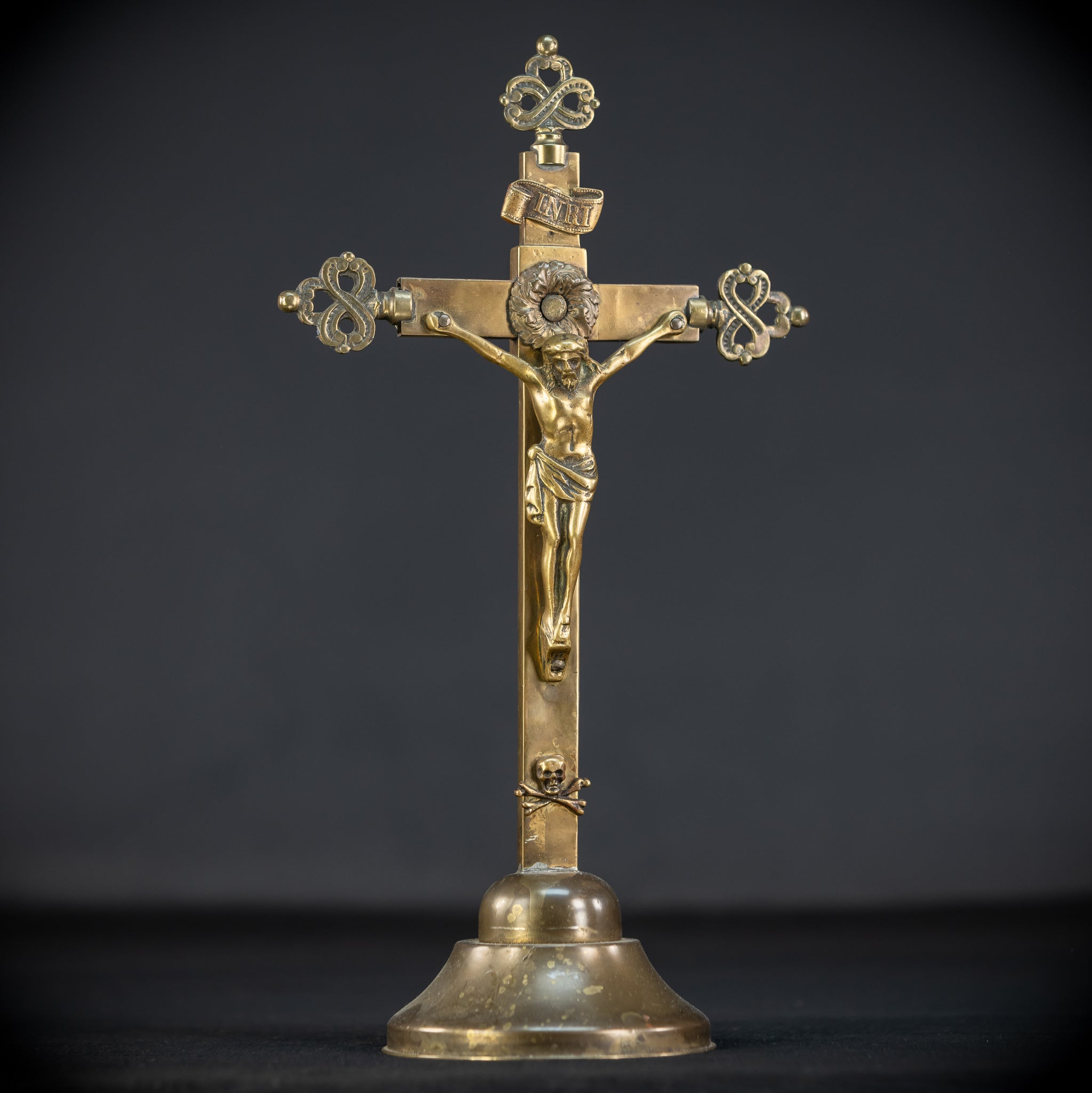 Altar Crucifix | French 1700s Gilded Bronze | 13.8"