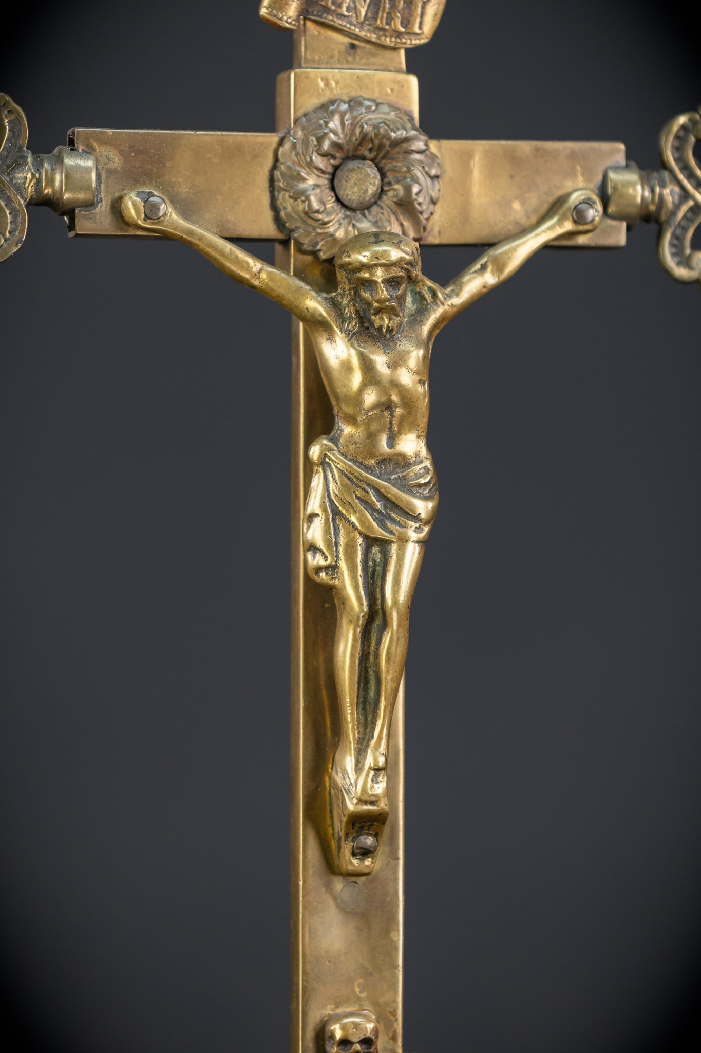 Altar Crucifix | French 1700s Gilded Bronze | 13.8"