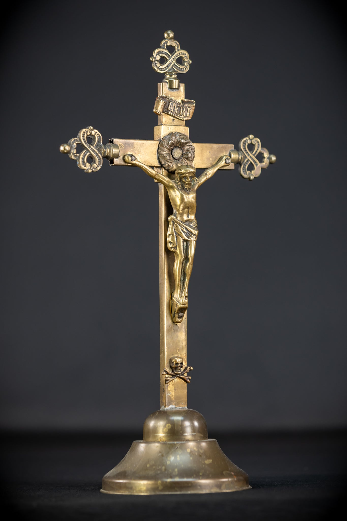 Altar Crucifix | French 1700s Gilded Bronze | 13.8"