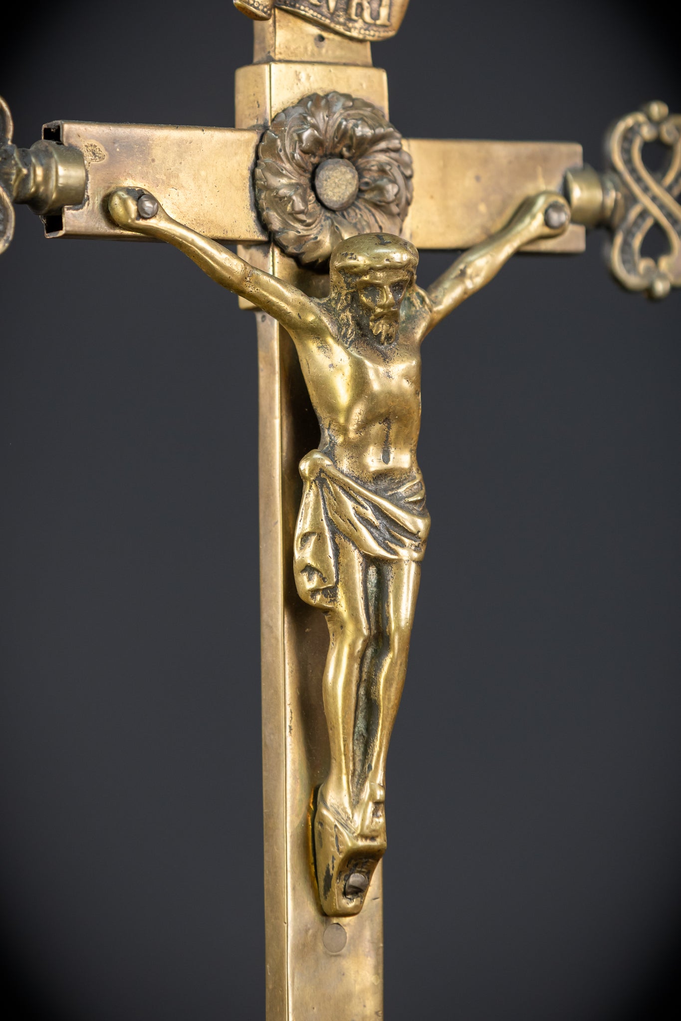 Altar Crucifix | French 1700s Gilded Bronze | 13.8"