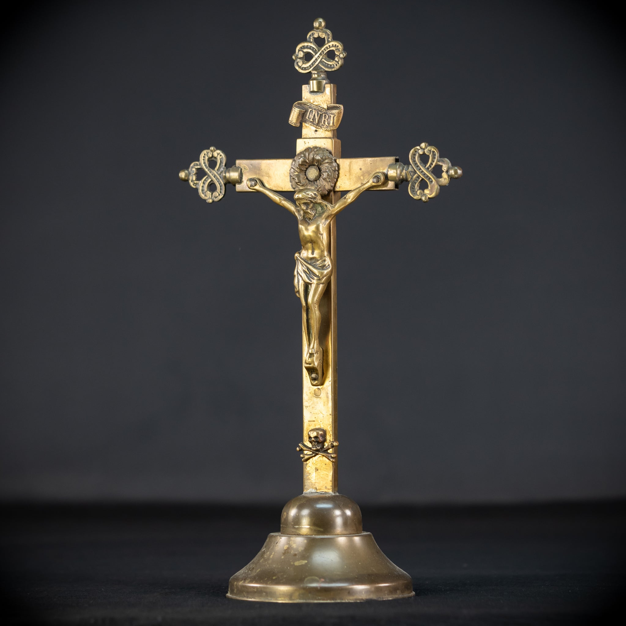 Altar Crucifix | French 1700s Gilded Bronze | 13.8"