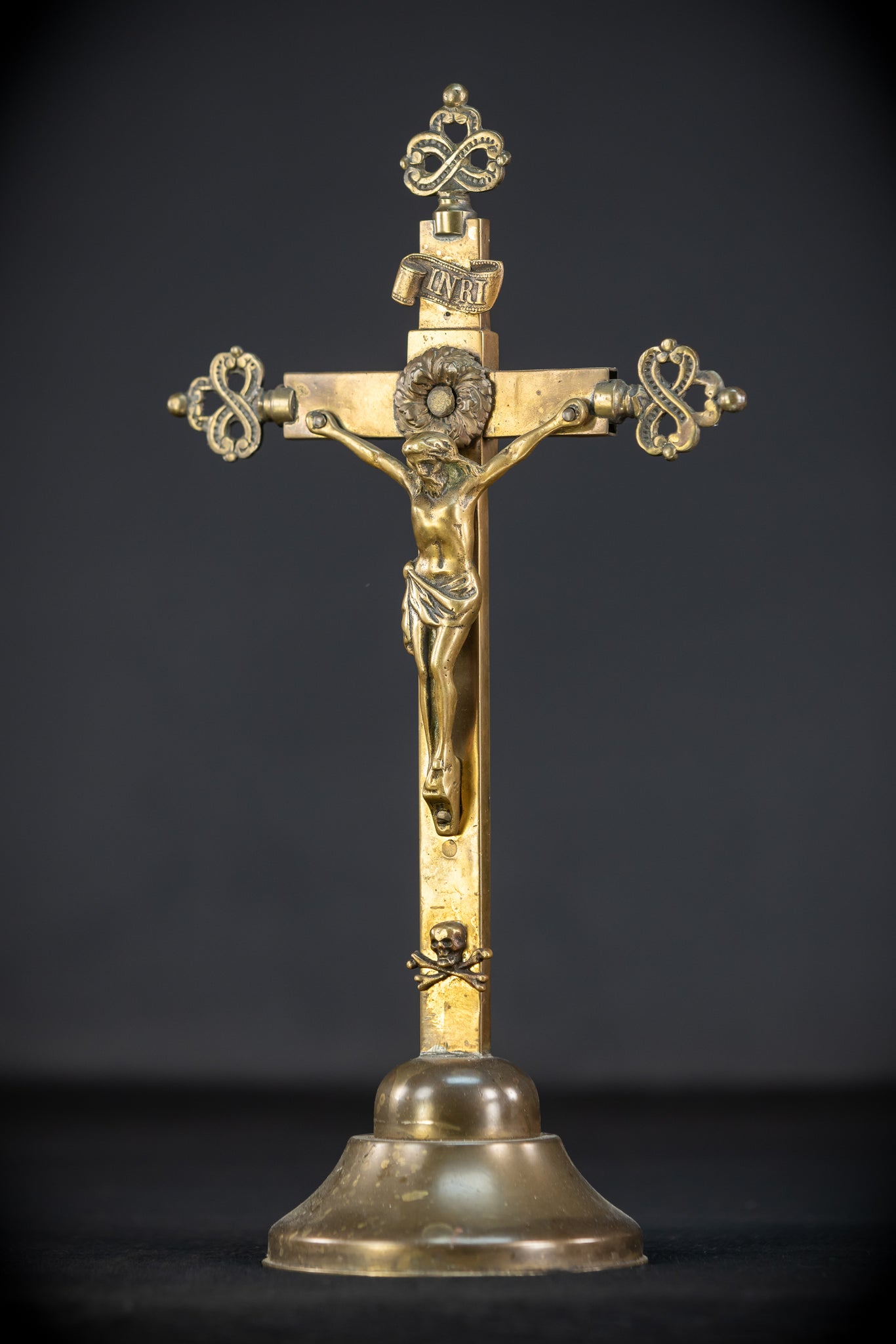 Altar Crucifix | French 1700s Gilded Bronze | 13.8"