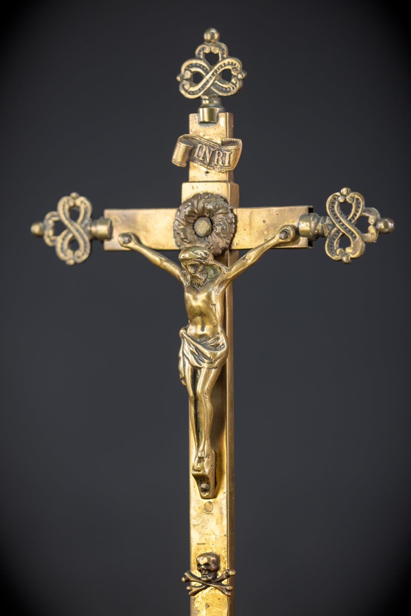Altar Crucifix | French 1700s Gilded Bronze | 13.8"
