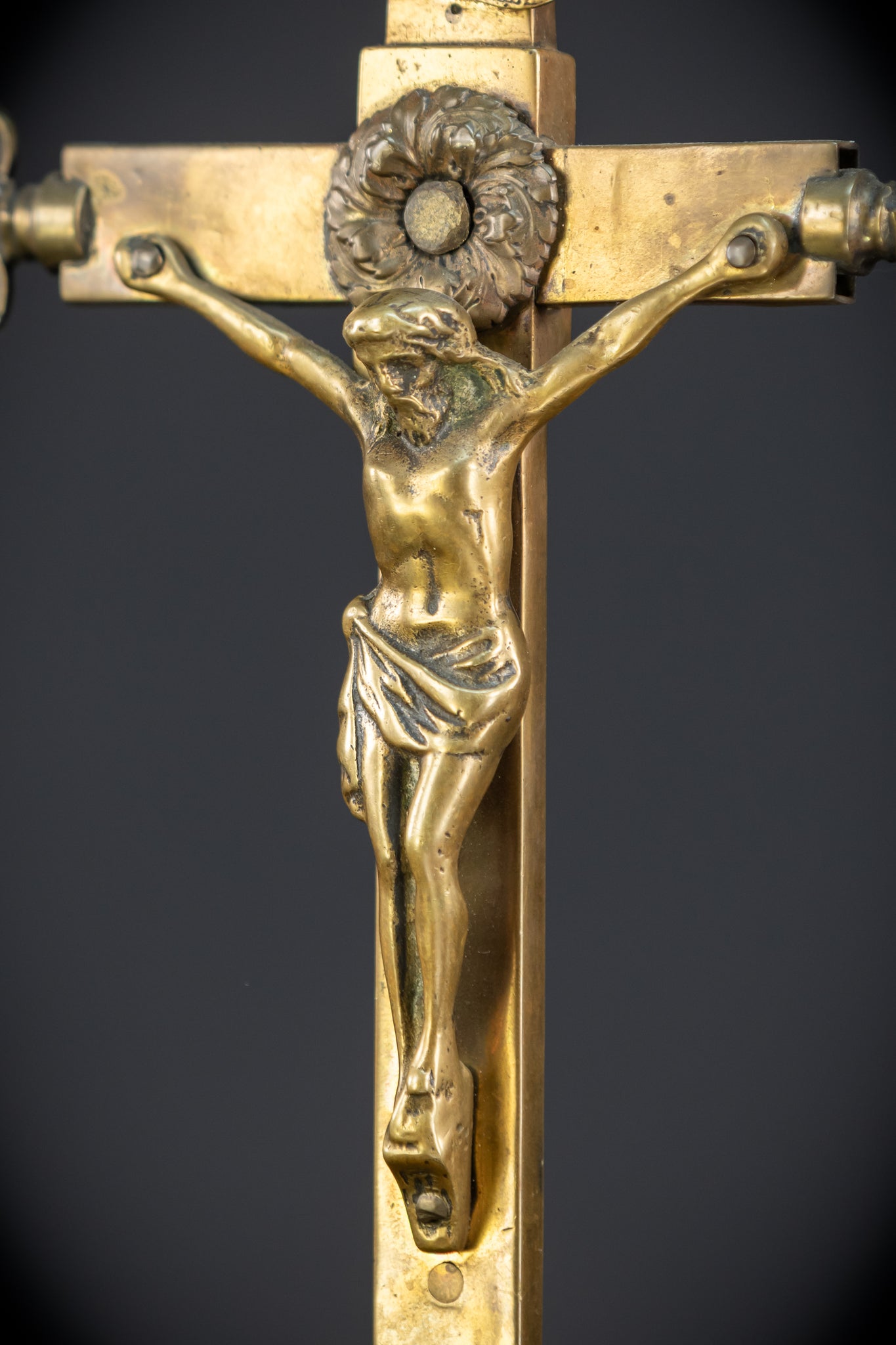 Altar Crucifix | French 1700s Gilded Bronze | 13.8"