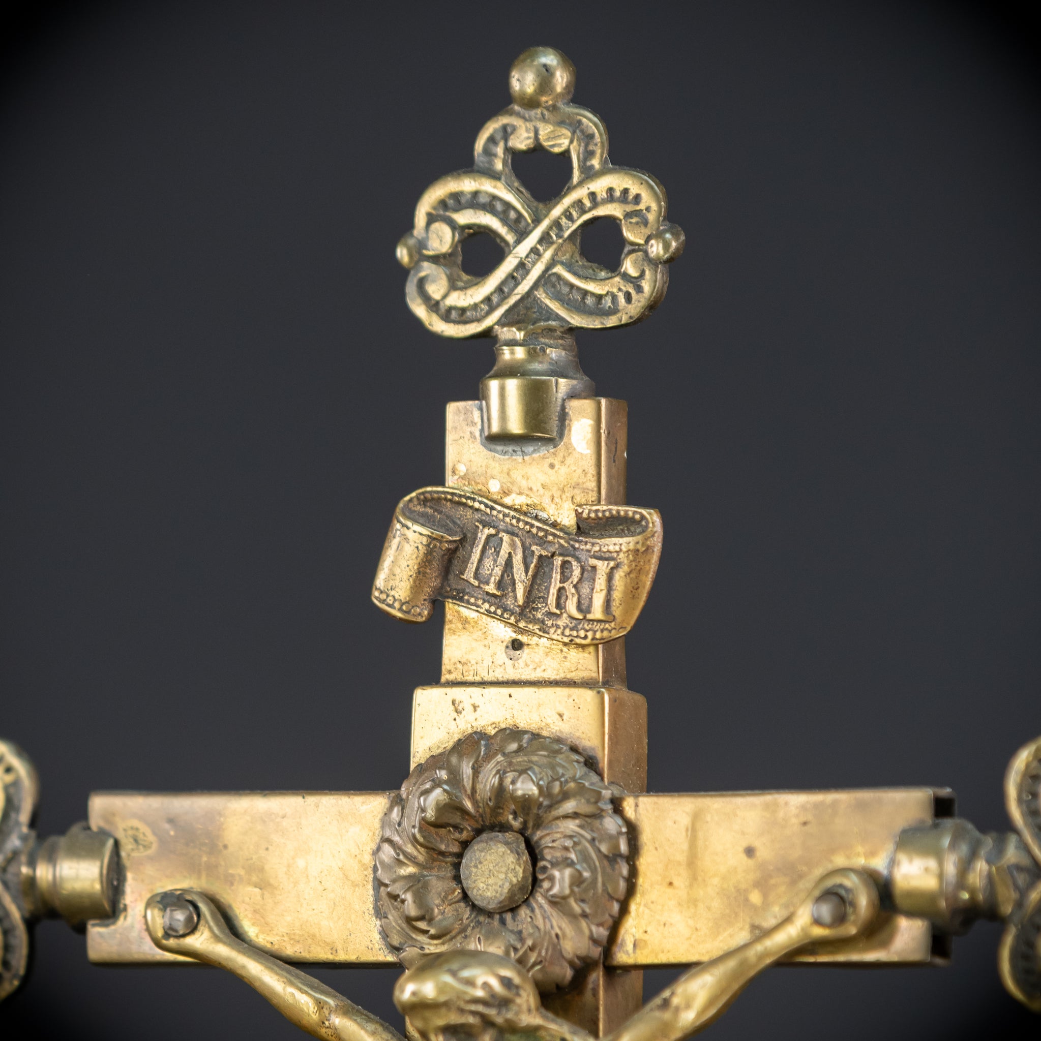 Altar Crucifix | French 1700s Gilded Bronze | 13.8"