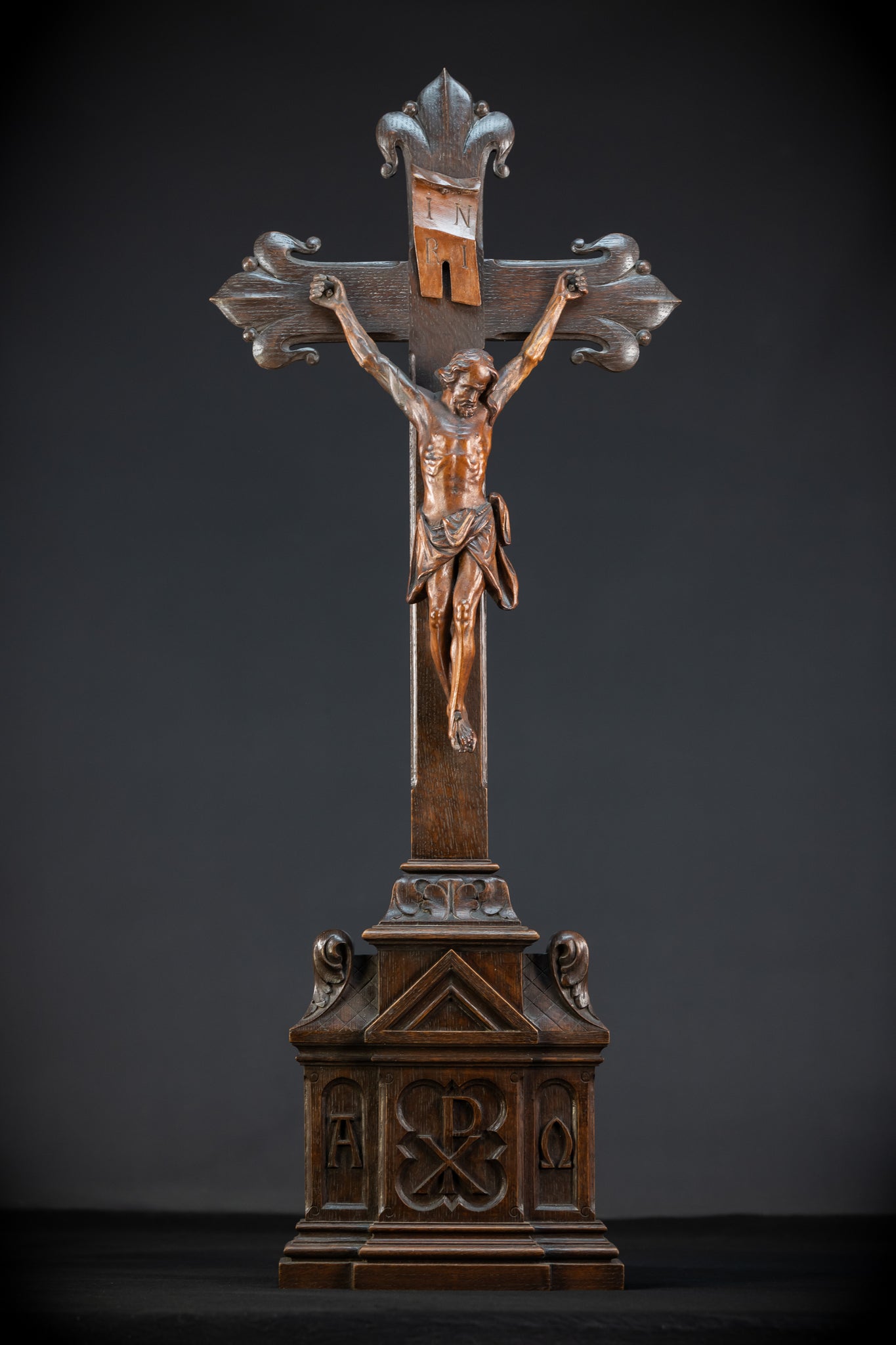 Wooden Altar Crucifix | 1800s Antique | 34.6" / 88 cm