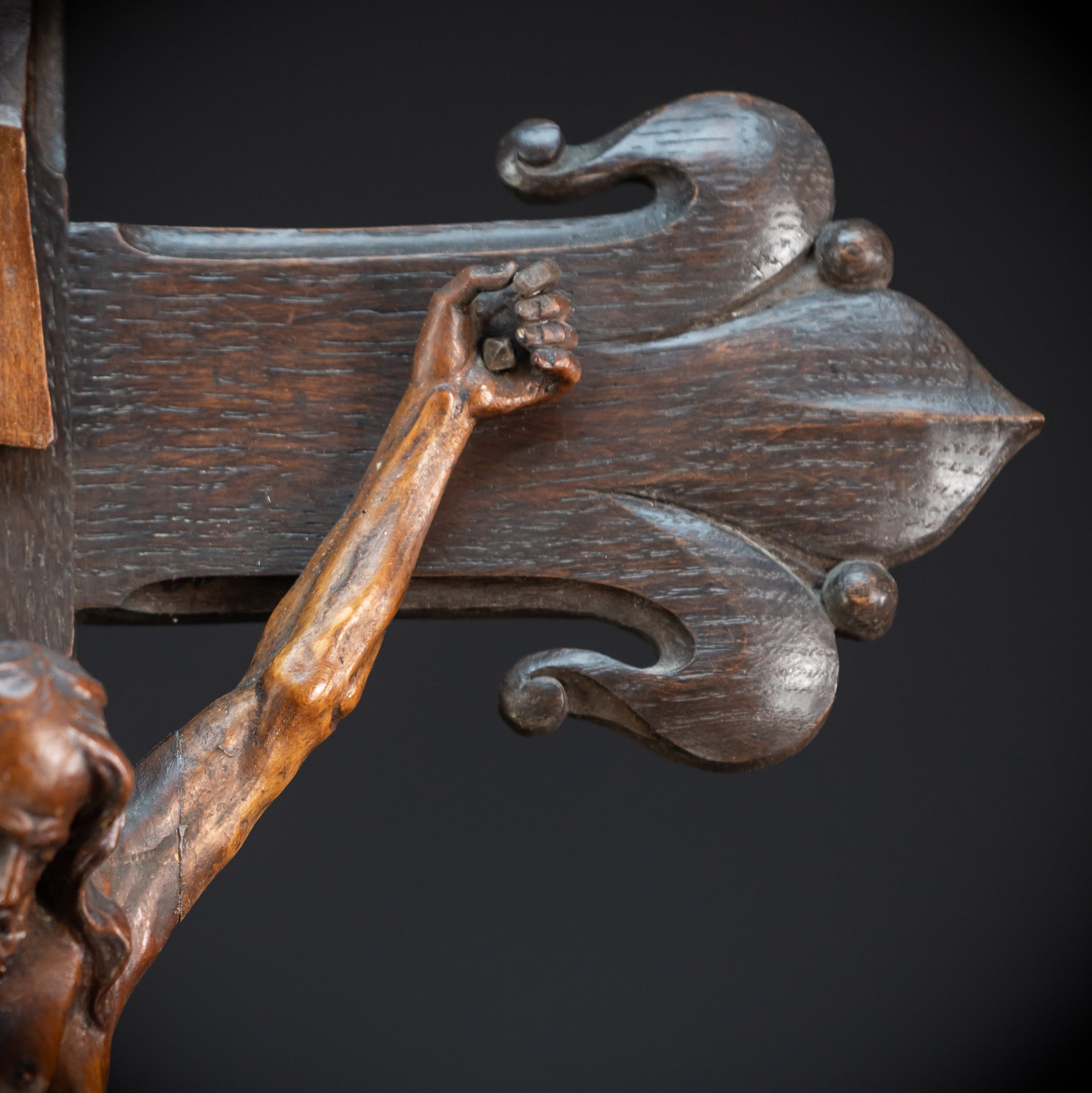 Wooden Altar Crucifix | 1800s Antique | 34.6" / 88 cm