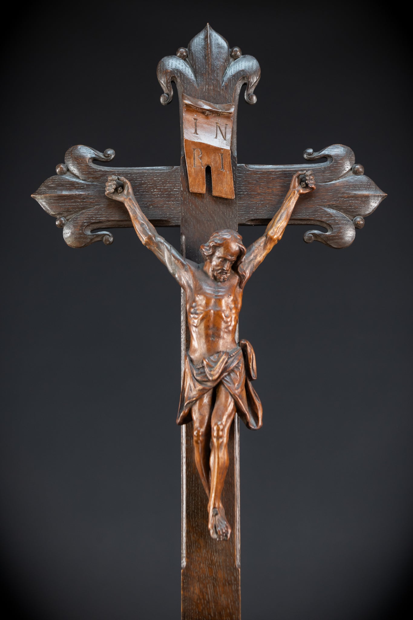 Wooden Altar Crucifix | 1800s Antique | 34.6" / 88 cm