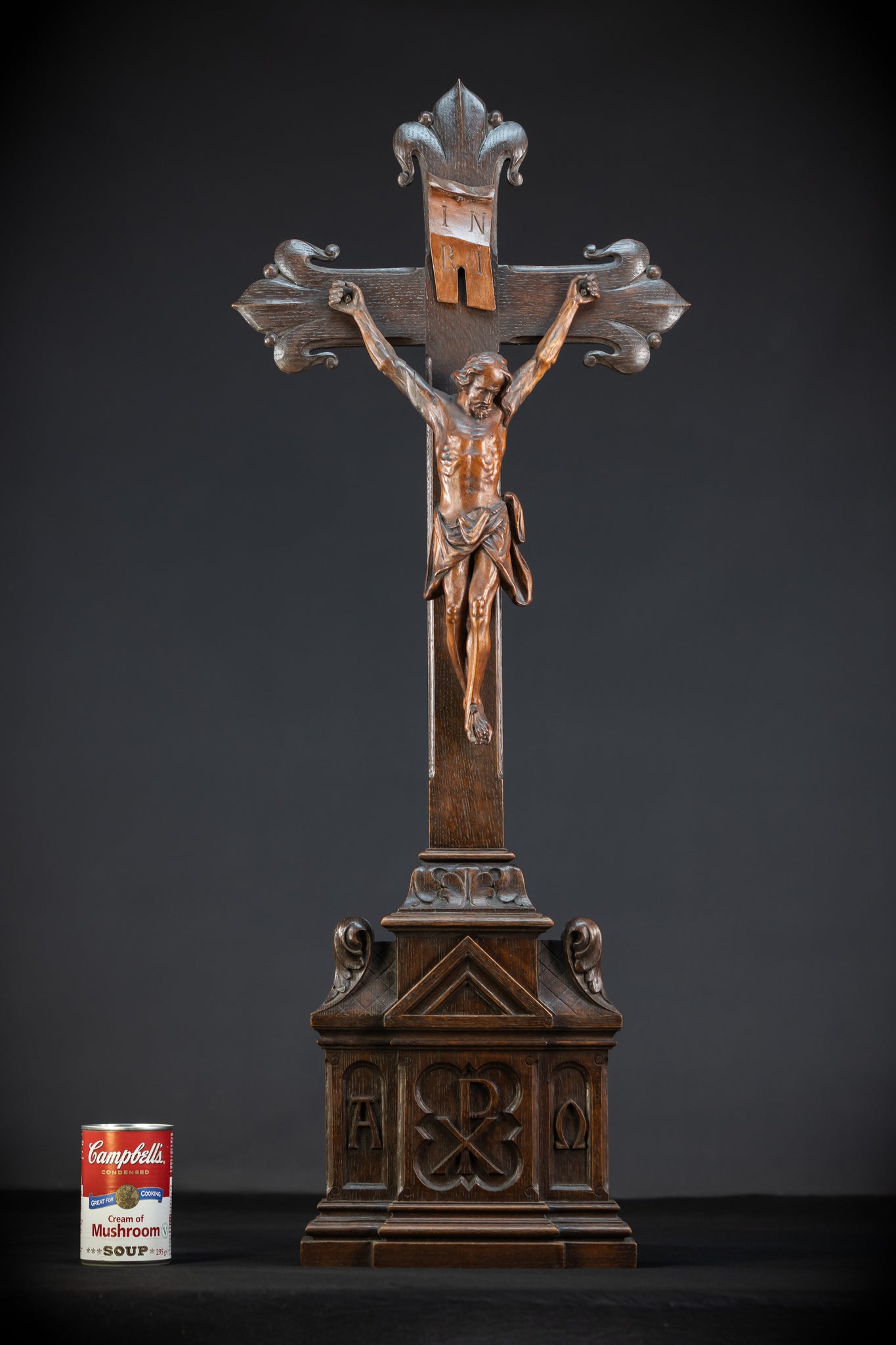 Wooden Altar Crucifix | 1800s Antique | 34.6" / 88 cm