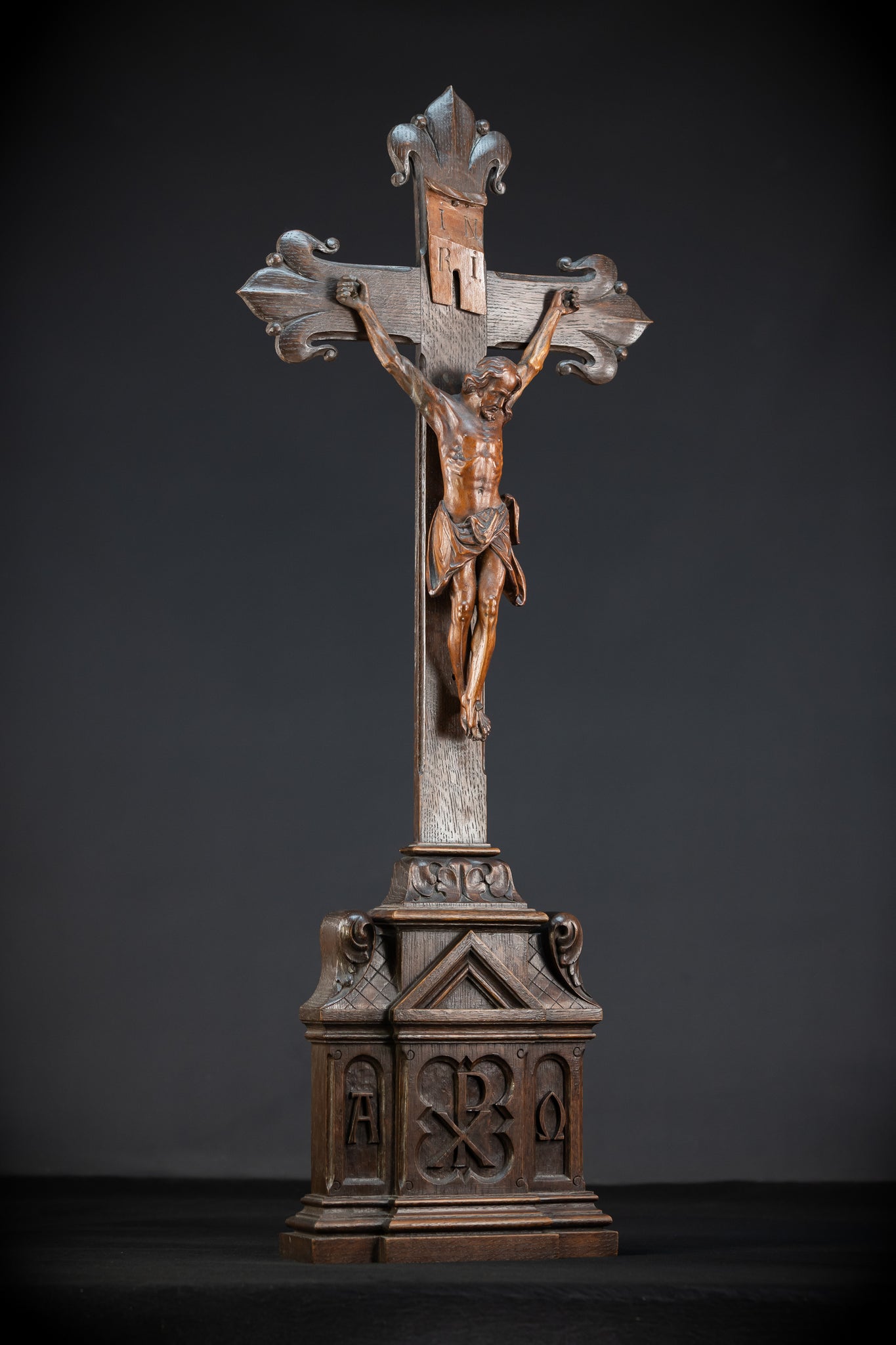 Wooden Altar Crucifix | 1800s Antique | 34.6" / 88 cm