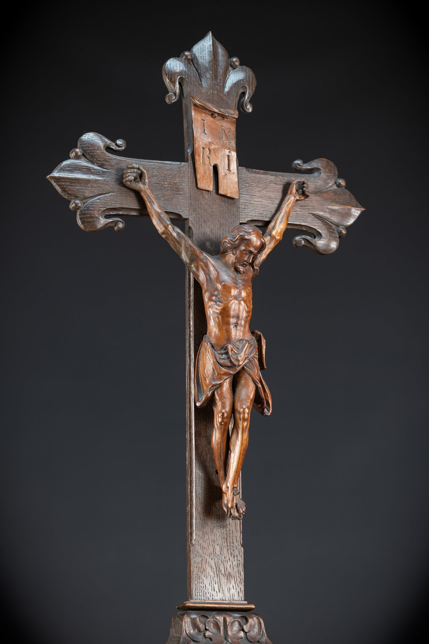 Wooden Altar Crucifix | 1800s Antique | 34.6" / 88 cm