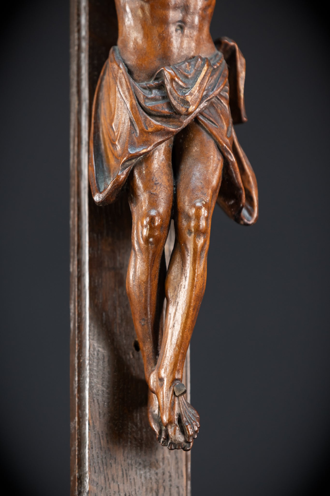 Wooden Altar Crucifix | 1800s Antique | 34.6" / 88 cm