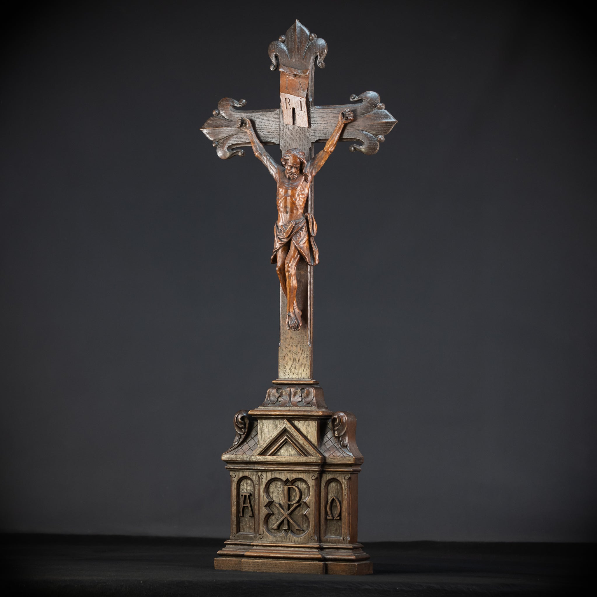 Wooden Altar Crucifix | 1800s Antique | 34.6" / 88 cm