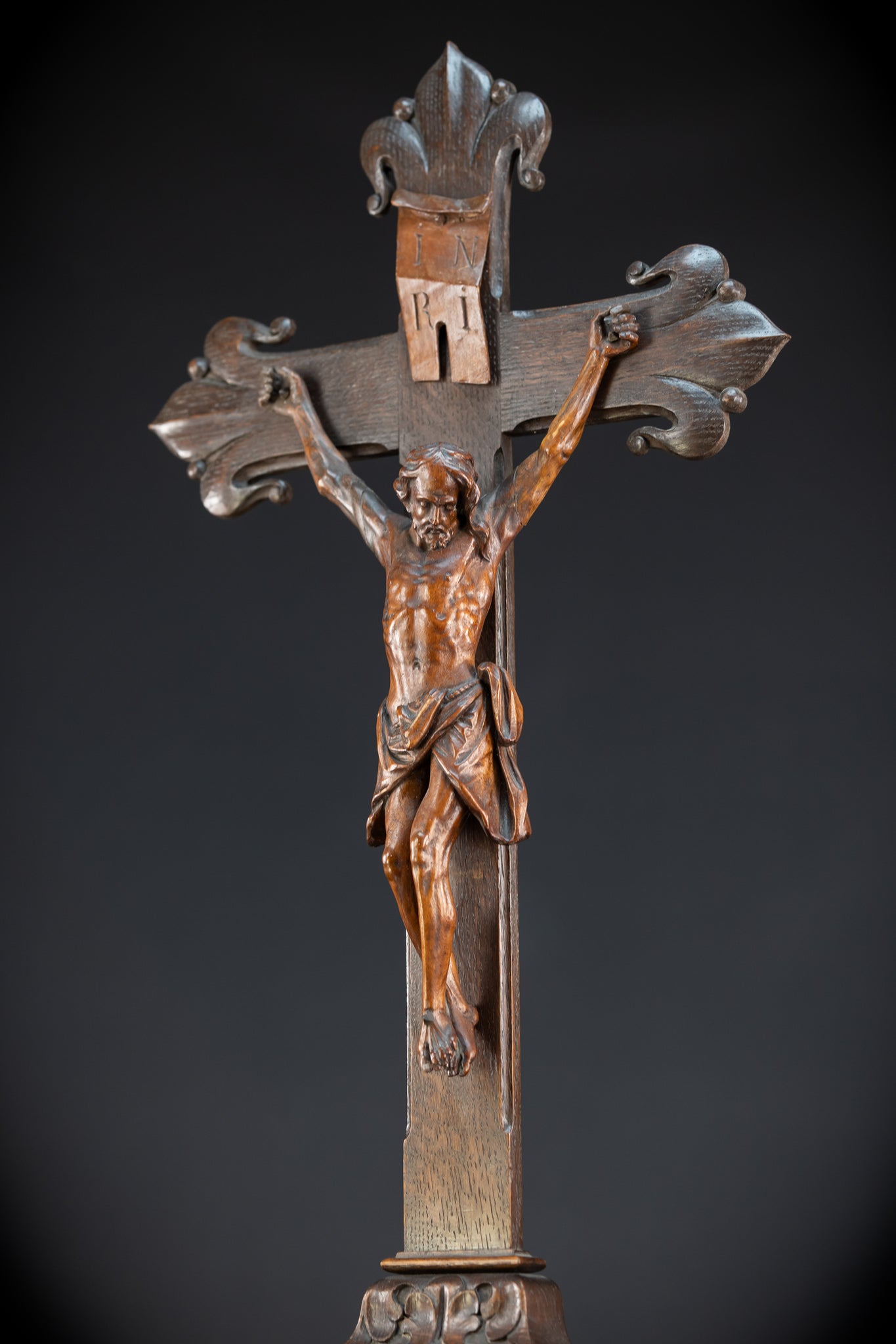 Wooden Altar Crucifix | 1800s Antique | 34.6" / 88 cm