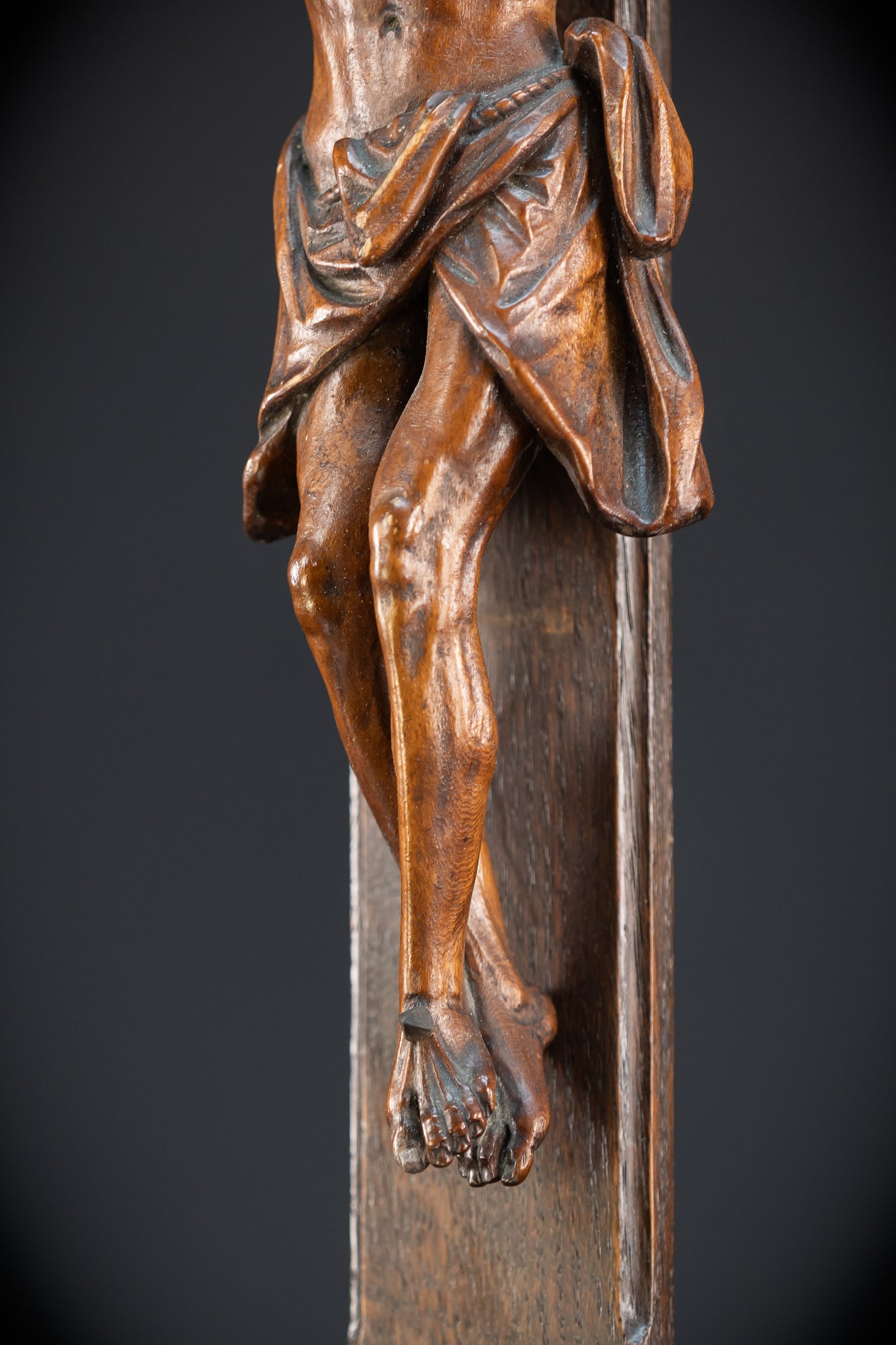 Wooden Altar Crucifix | 1800s Antique | 34.6" / 88 cm