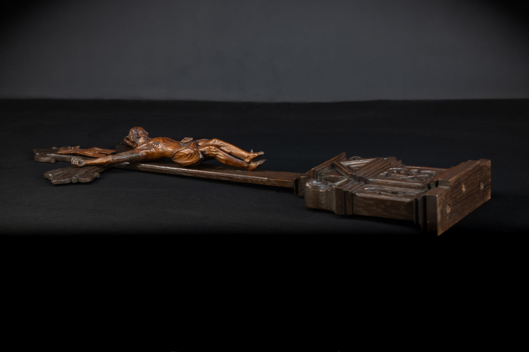 Wooden Altar Crucifix | 1800s Antique | 34.6" / 88 cm