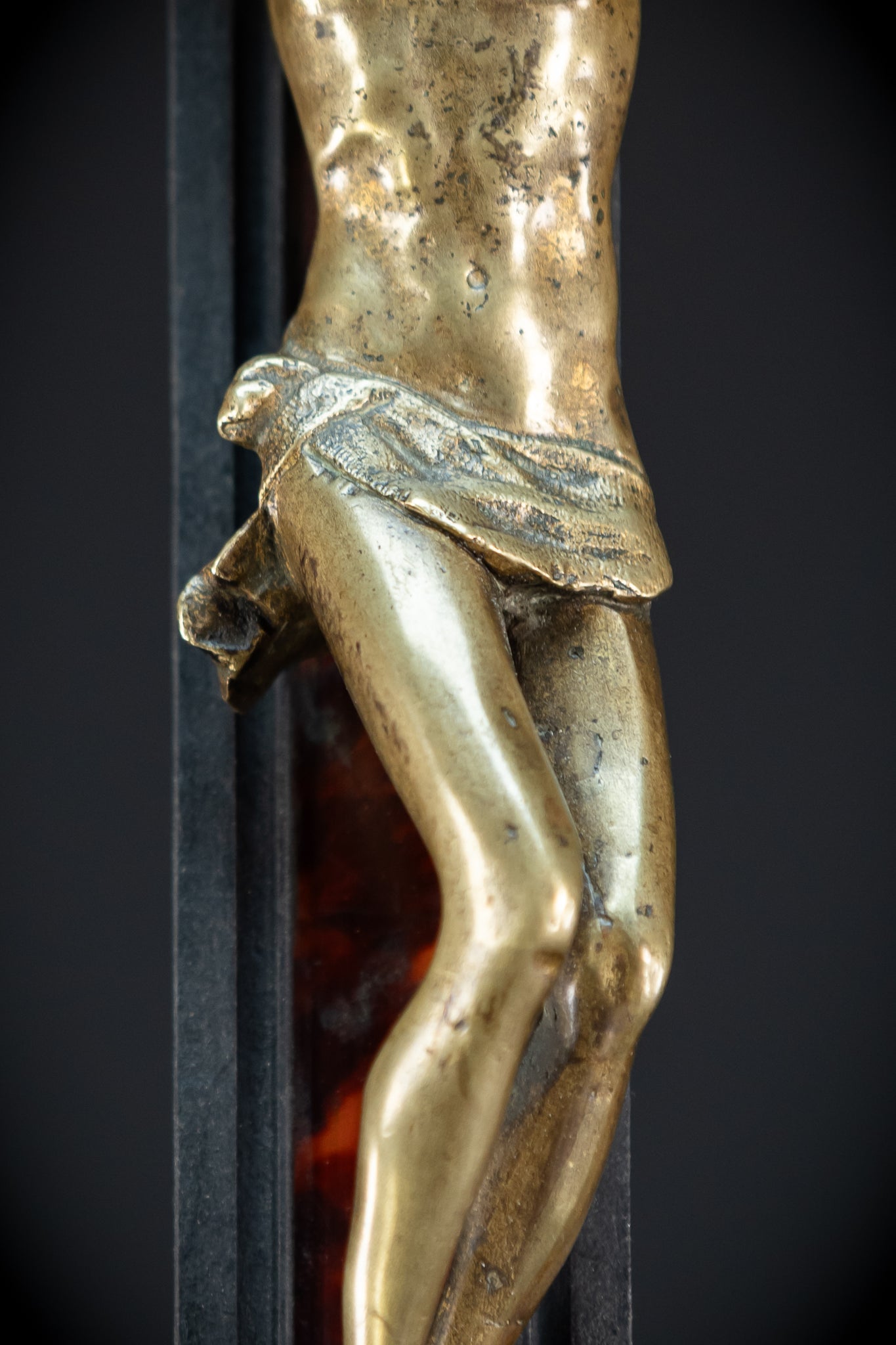 39.6" Wooden Altar Crucifix | 17th / 18th C Bronze Corpus Christi