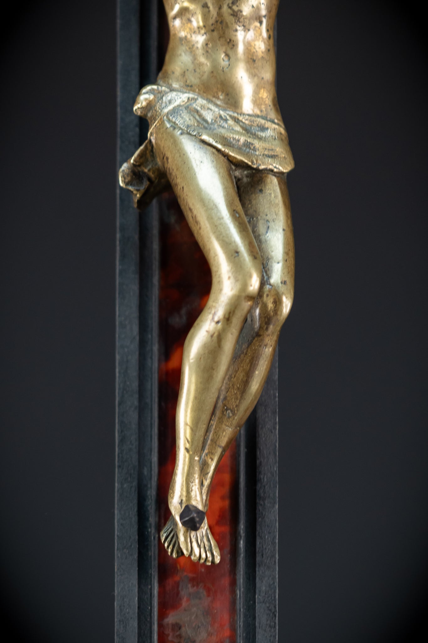 39.6" Wooden Altar Crucifix | 17th / 18th C Bronze Corpus Christi