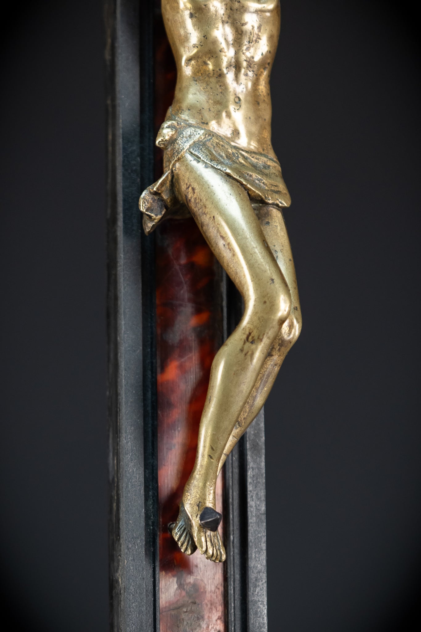 39.6" Wooden Altar Crucifix | 17th / 18th C Bronze Corpus Christi