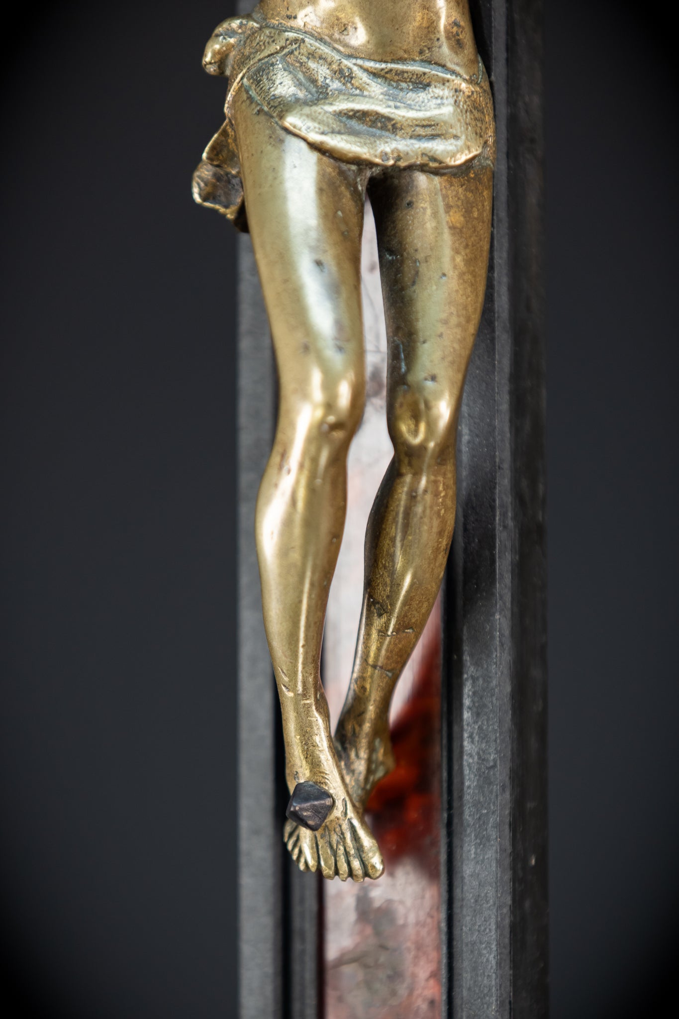 39.6" Wooden Altar Crucifix | 17th / 18th C Bronze Corpus Christi