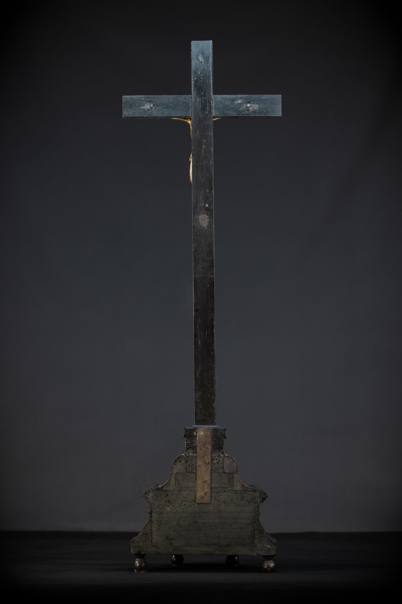 39.6" Wooden Altar Crucifix | 17th / 18th C Bronze Corpus Christi