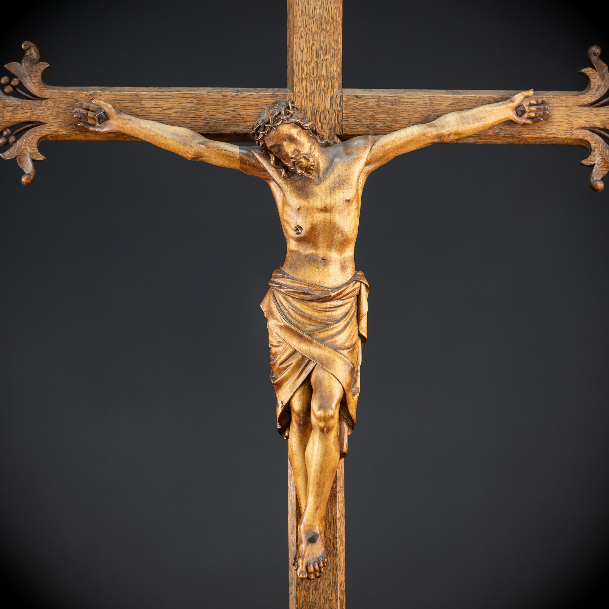 Crucifix Wall | 37.8" |  Antique Wooden Church Cross 1800s