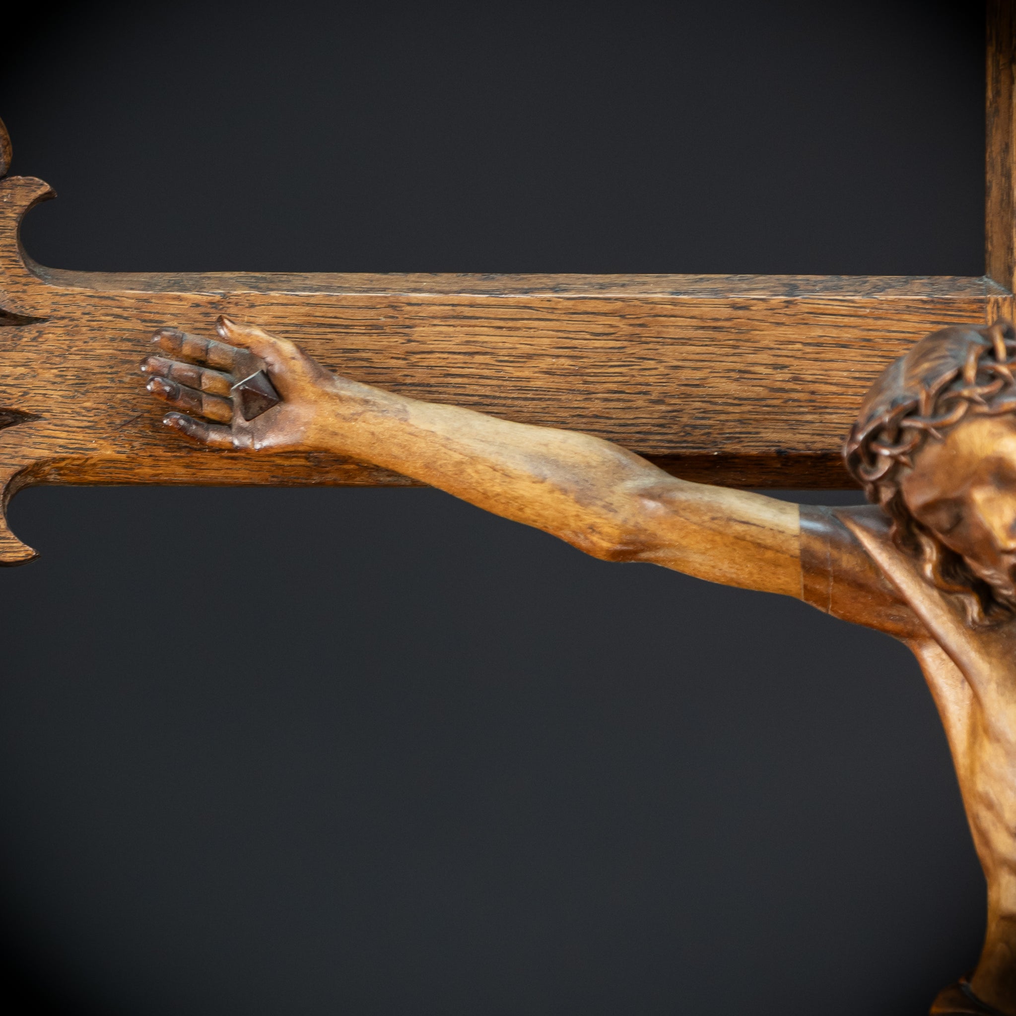 Crucifix Wall | 37.8" |  Antique Wooden Church Cross 1800s