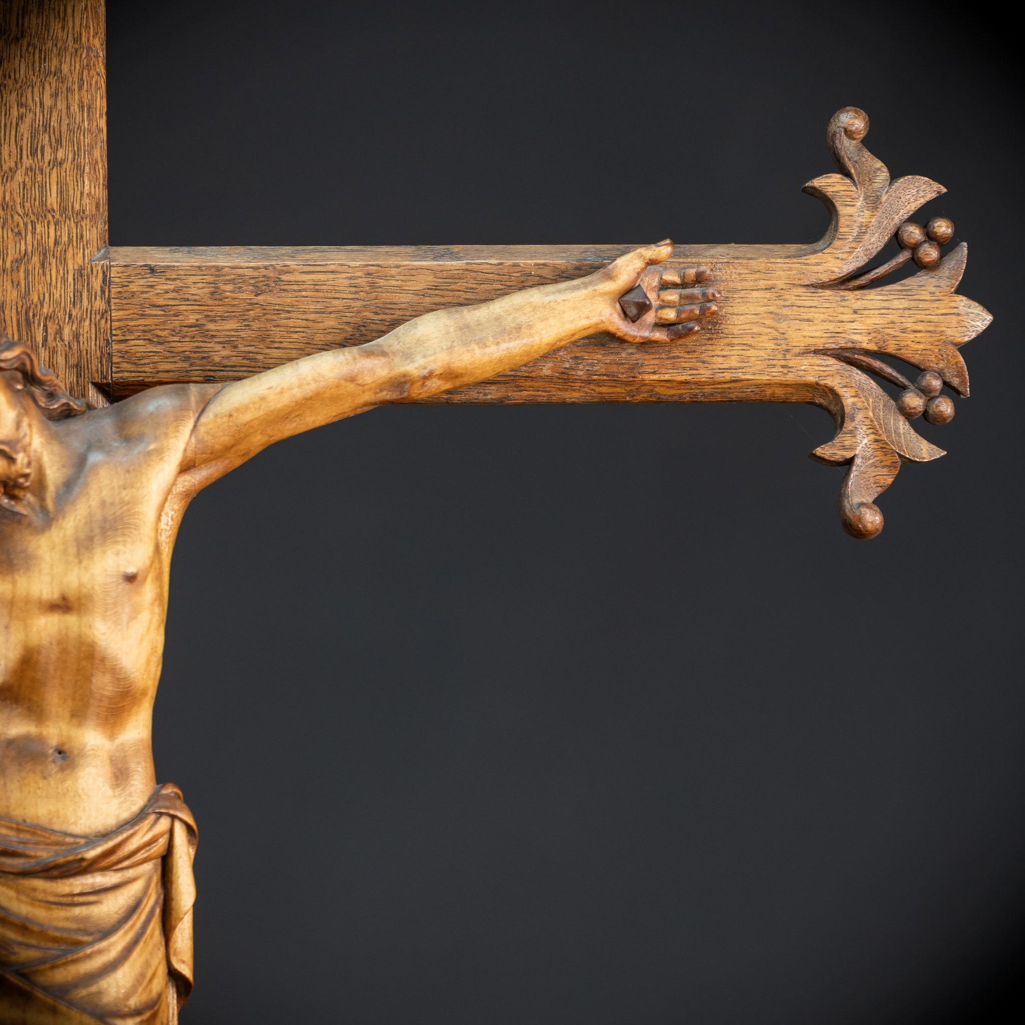 Crucifix Wall | 37.8" |  Antique Wooden Church Cross 1800s