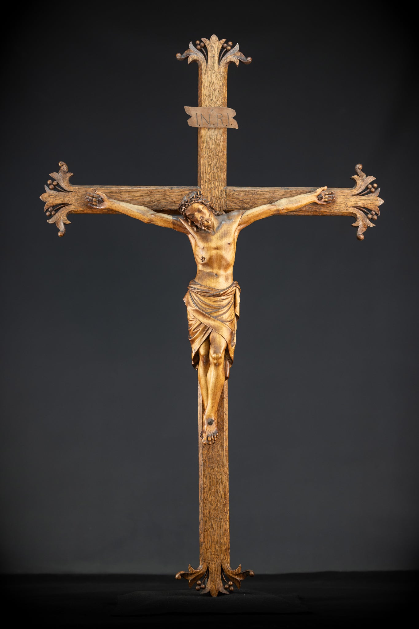 Crucifix Wall | 37.8" |  Antique Wooden Church Cross 1800s