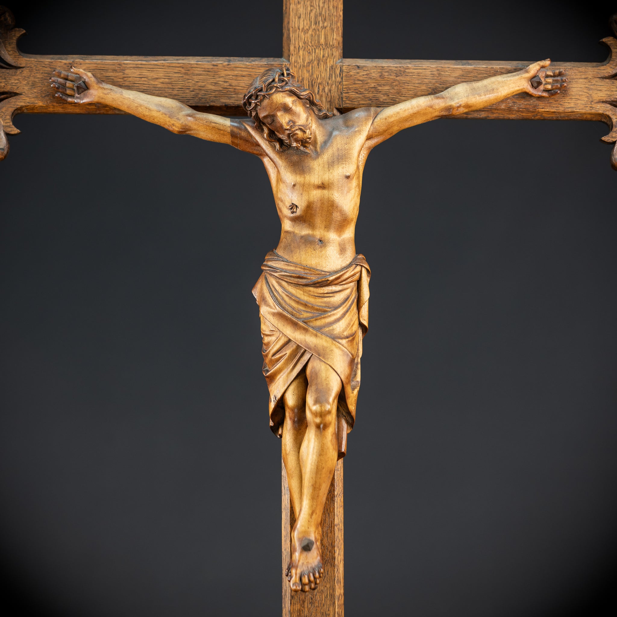 Crucifix Wall | 37.8" |  Antique Wooden Church Cross 1800s