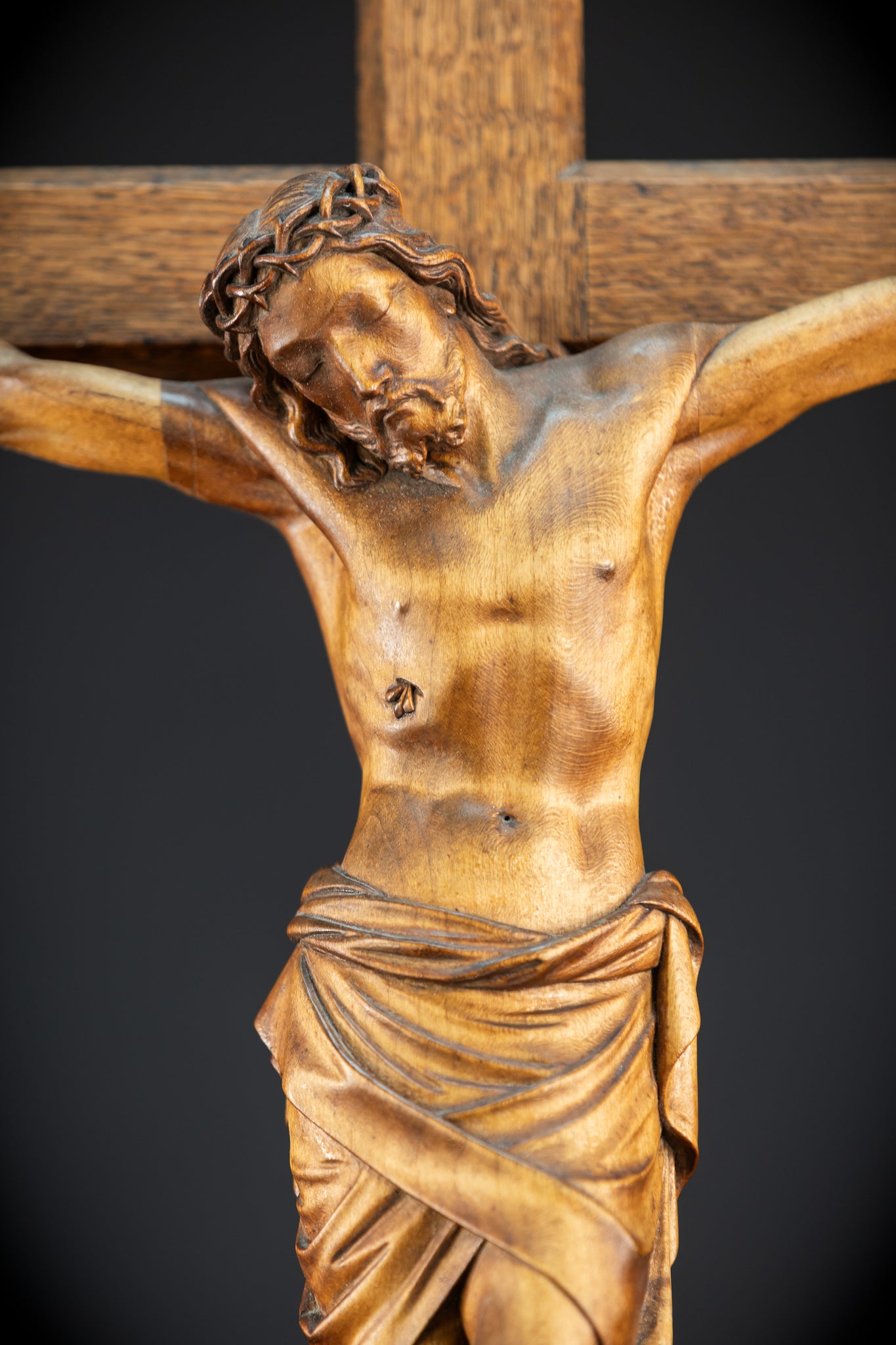 Crucifix Wall | 37.8" |  Antique Wooden Church Cross 1800s