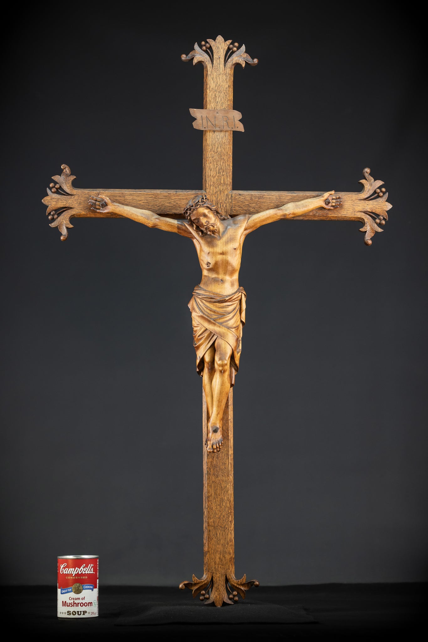 Crucifix Wall | 37.8" |  Antique Wooden Church Cross 1800s