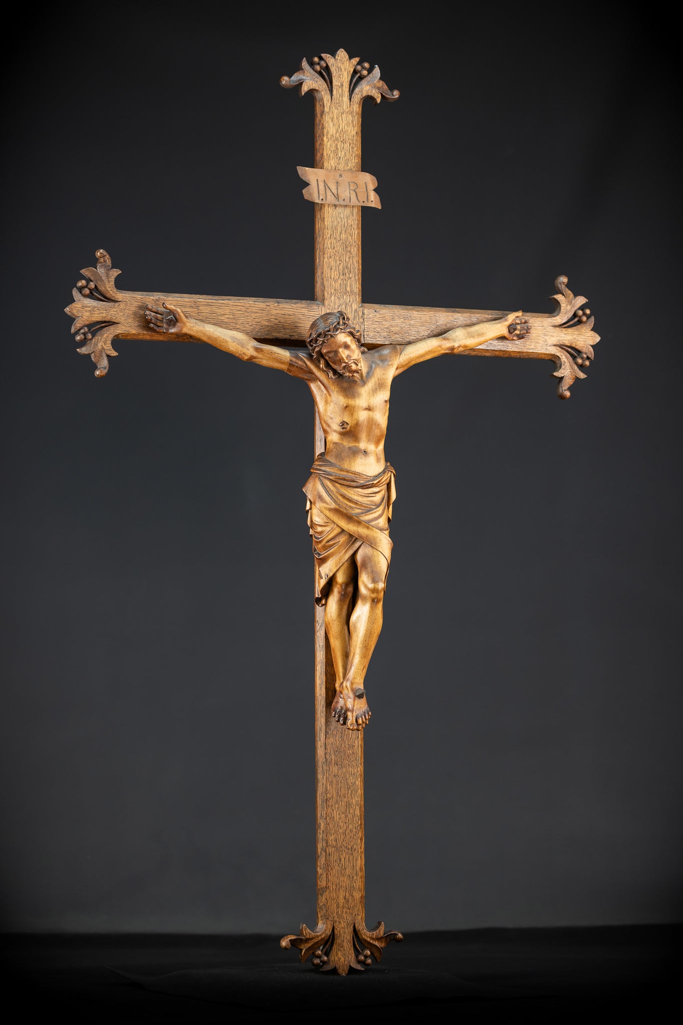 Crucifix Wall | 37.8" |  Antique Wooden Church Cross 1800s