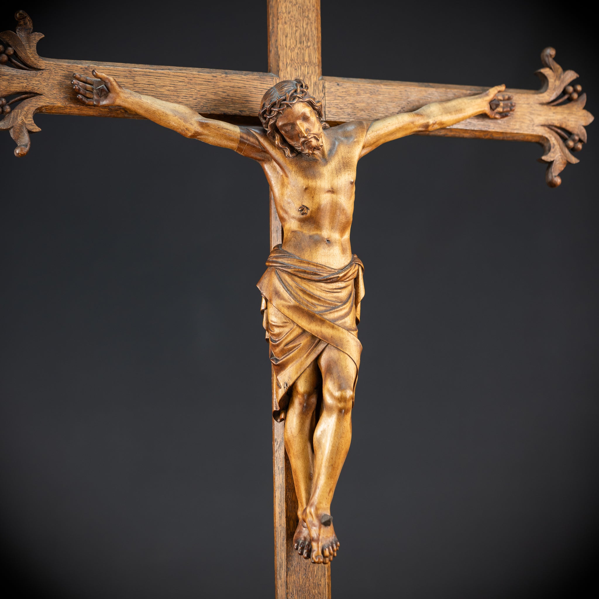 Crucifix Wall | 37.8" |  Antique Wooden Church Cross 1800s