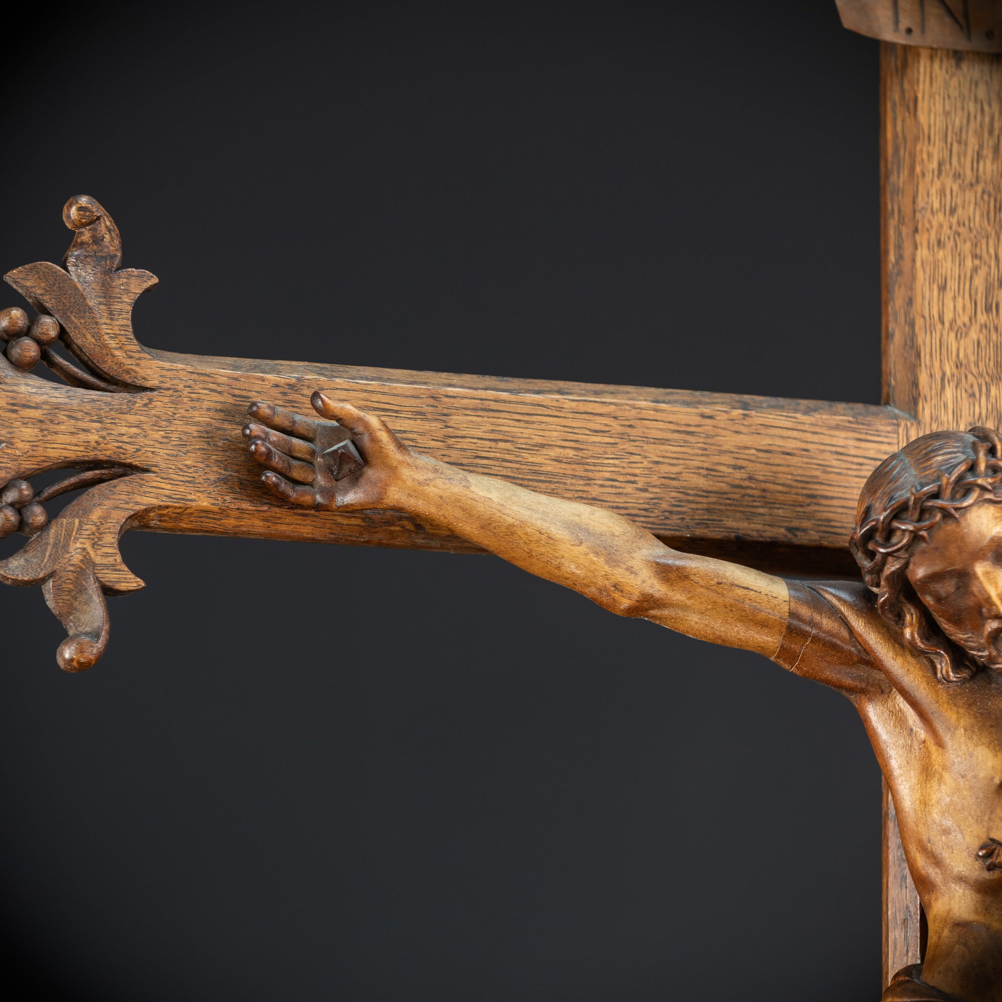 Crucifix Wall | 37.8" |  Antique Wooden Church Cross 1800s