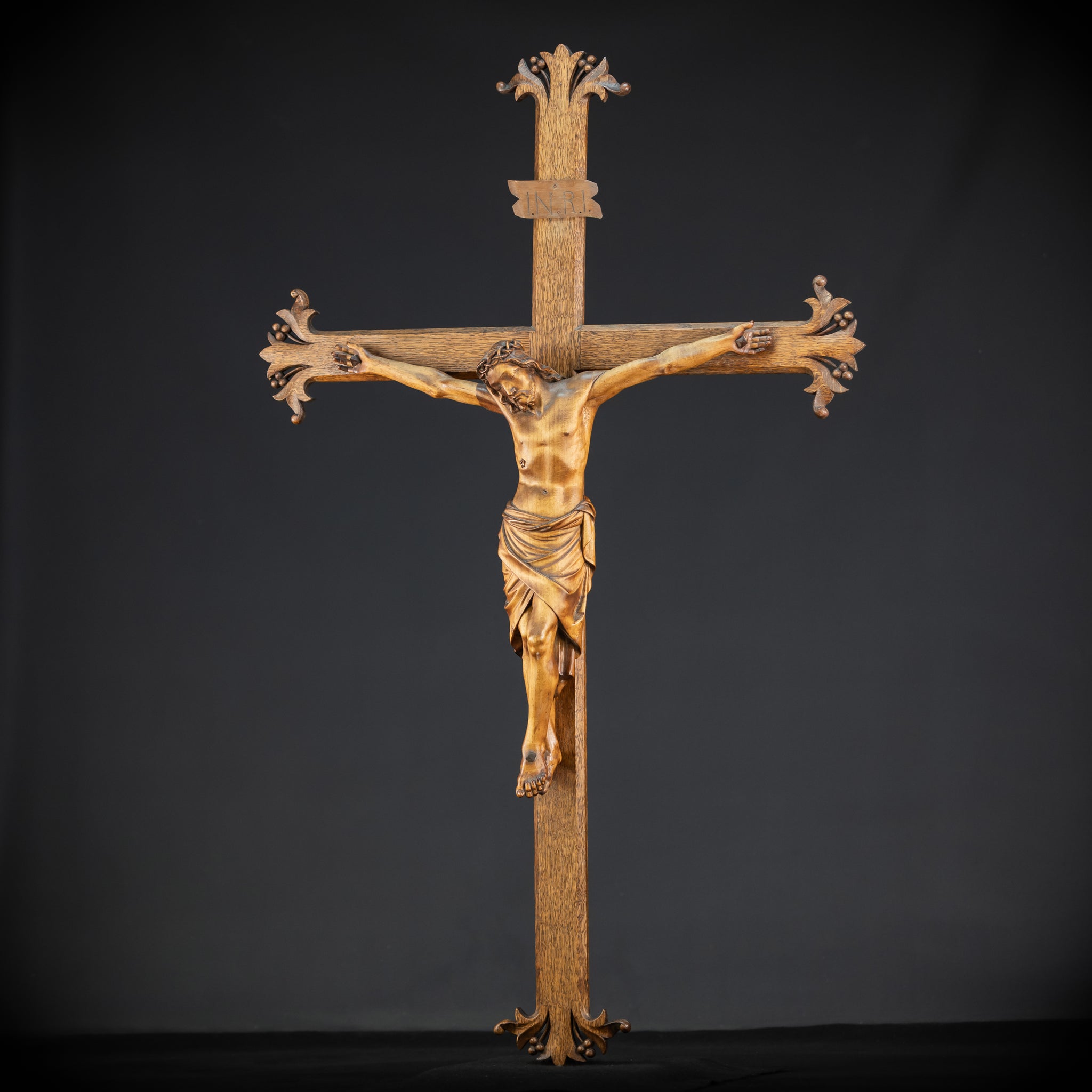 Crucifix Wall | 37.8" |  Antique Wooden Church Cross 1800s