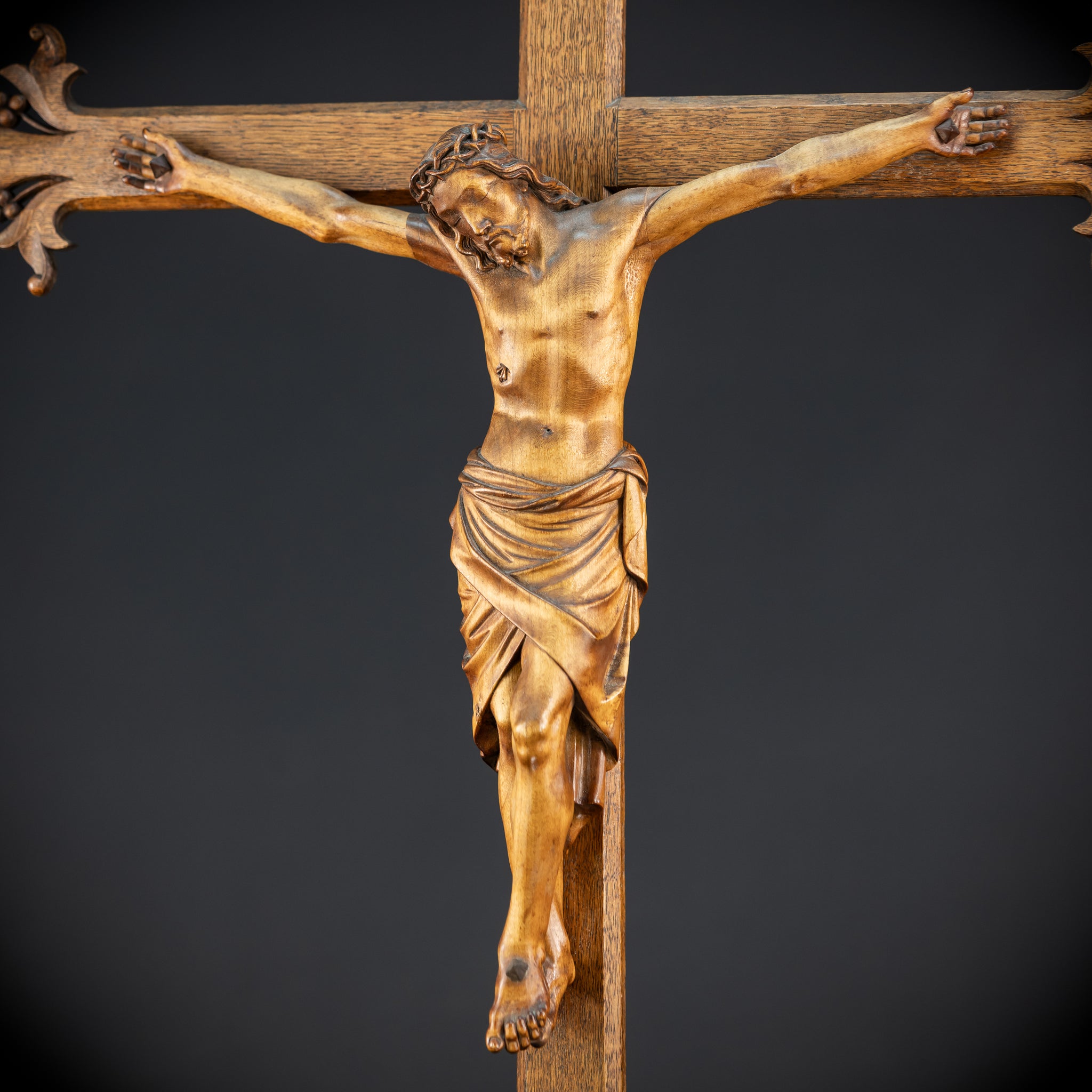 Crucifix Wall | 37.8" |  Antique Wooden Church Cross 1800s