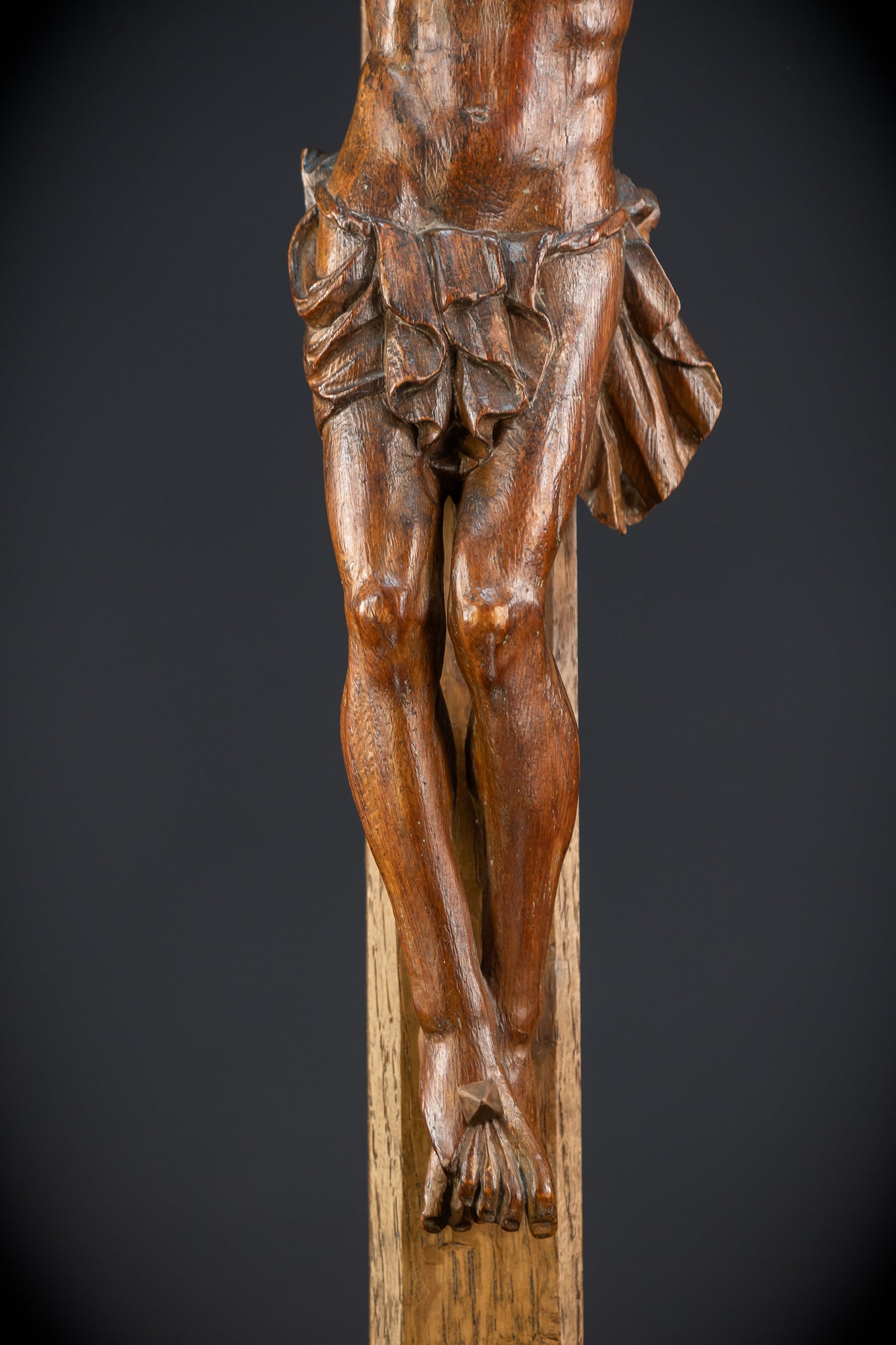 Church Wall Crucifix | 1800s Antique Wooden Cross | 39.8"