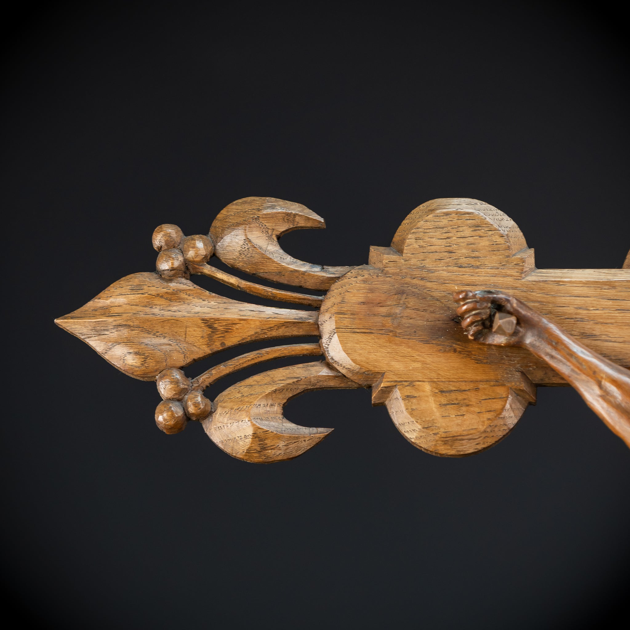 Church Wall Crucifix | 1800s Antique Wooden Cross | 39.8"