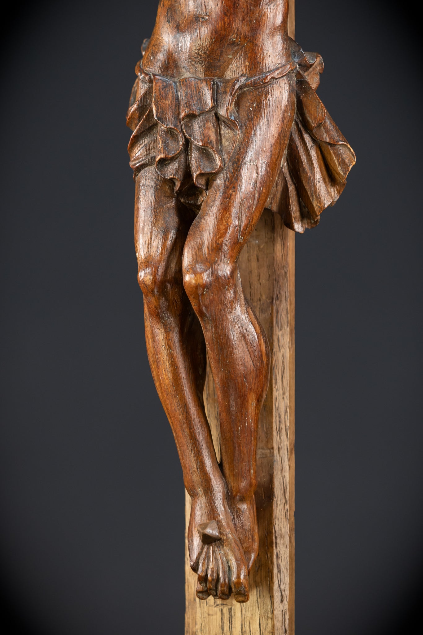 Church Wall Crucifix | 1800s Antique Wooden Cross | 39.8"